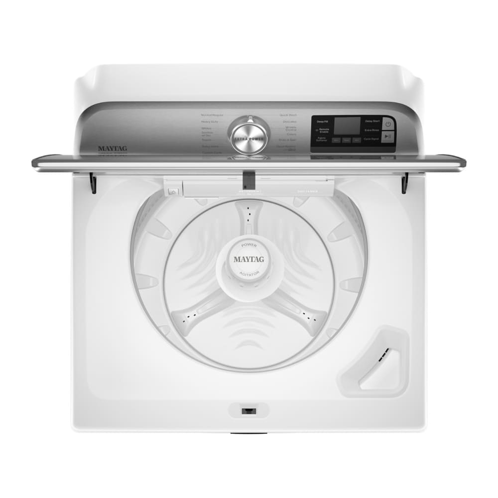 Lavadora de carga superior de alta eficiencia compatible con tecnología inteligente de 5.2 pies cúbicos (Blanca) ENERGY STAR Maytag Smart Capable MVW7230HW