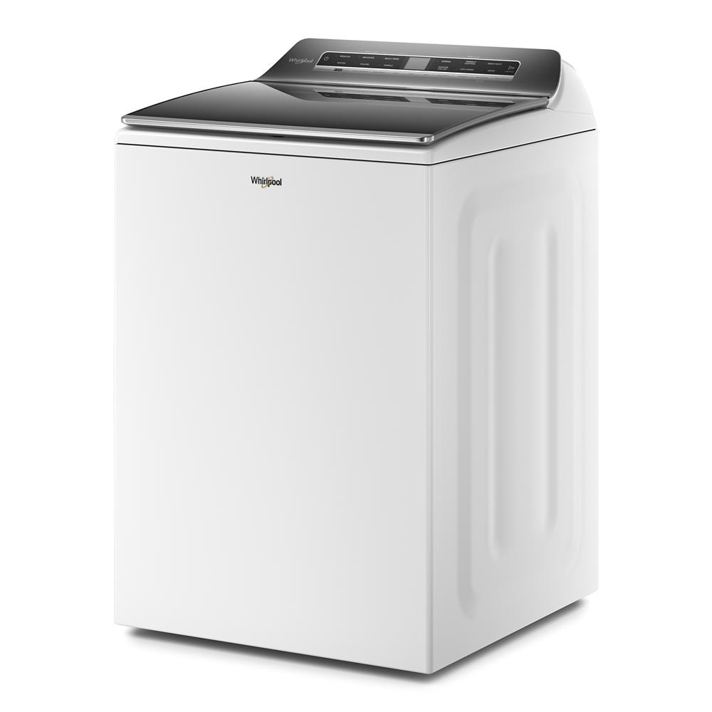 Lavadora de carga superior Whirlpool inteligente con capacidad de 5.3 pies cúbicos, eficiencia alta con agitador o impulsor inteligente compatible, color blanco, certificada por ENERGY STAR WTW8127LW.