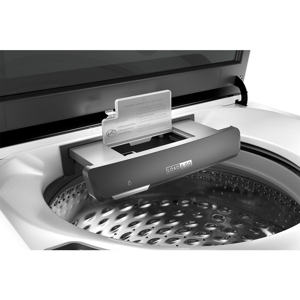 Lavadora de carga superior Whirlpool inteligente con capacidad de 5.3 pies cúbicos, eficiencia alta con agitador o impulsor inteligente compatible, color blanco, certificada por ENERGY STAR WTW8127LW.