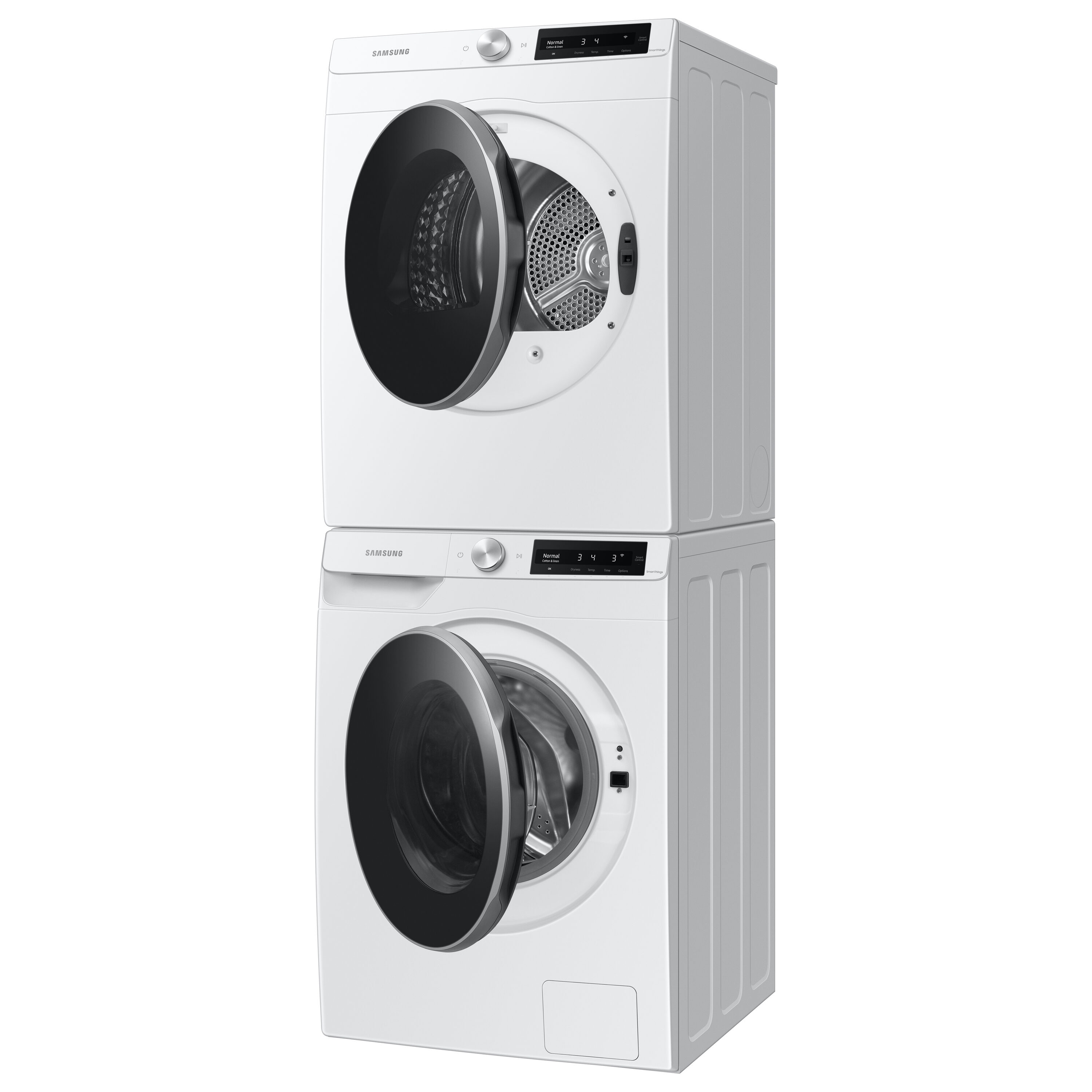 Lavadora de carga frontal de alta eficiencia y ciclo de vapor apilable inteligente Samsung de 2.5 pies cúbicos (Blanca) con certificación ENERGY STAR WW25B6900AW