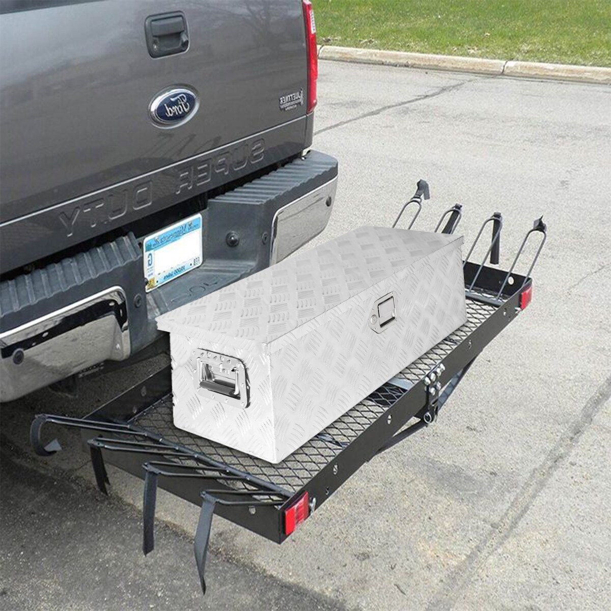 Caja de herramientas de aluminio plateado para camioneta, montaje lateral, medidas 30.1 pulgadas x 12.8 pulgadas x 10.4 pulgadas Kahomvis YS-QPW1-148
