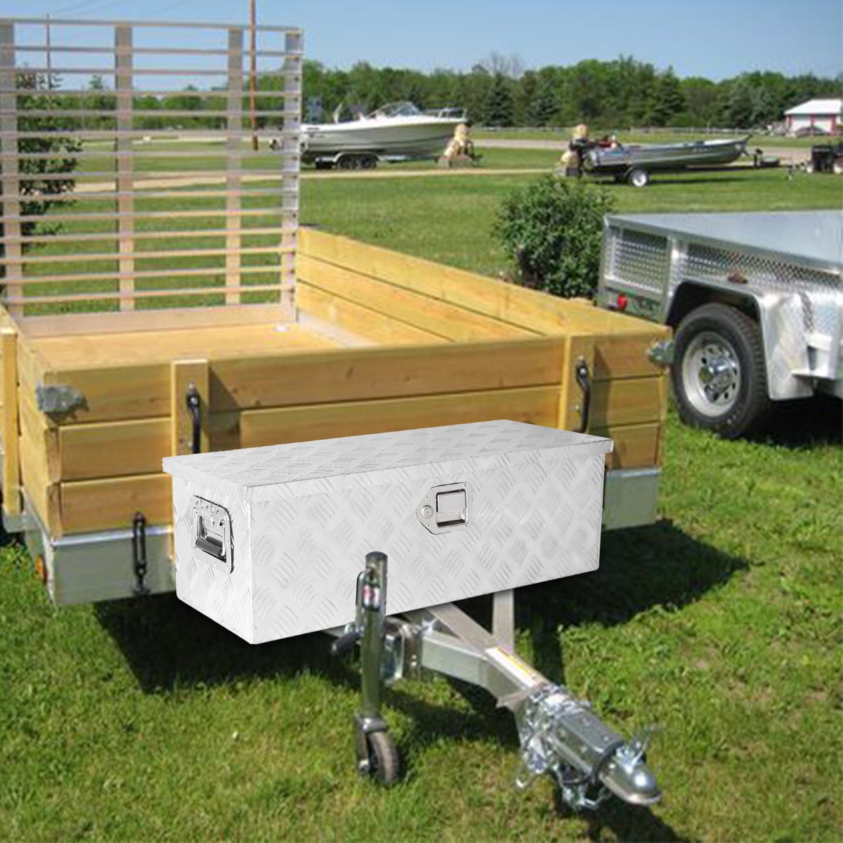 Caja de herramientas de aluminio plateado para camioneta, montaje lateral, medidas 30.1 pulgadas x 12.8 pulgadas x 10.4 pulgadas Kahomvis YS-QPW1-148
