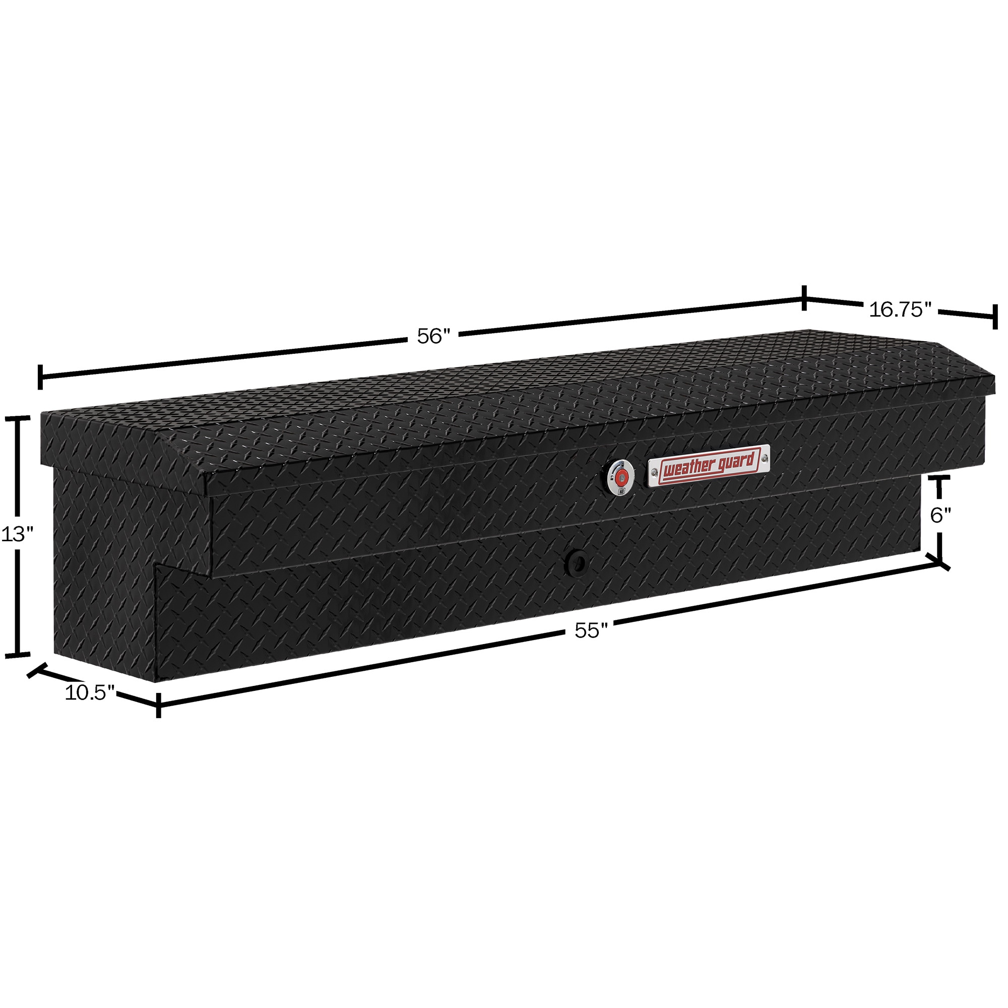 Caja de herramientas para camioneta montada en el costado de aluminio negro brillante de 56 pulgadas x 17 pulgadas x 13 pulgadas Weather Guard 174-5-04