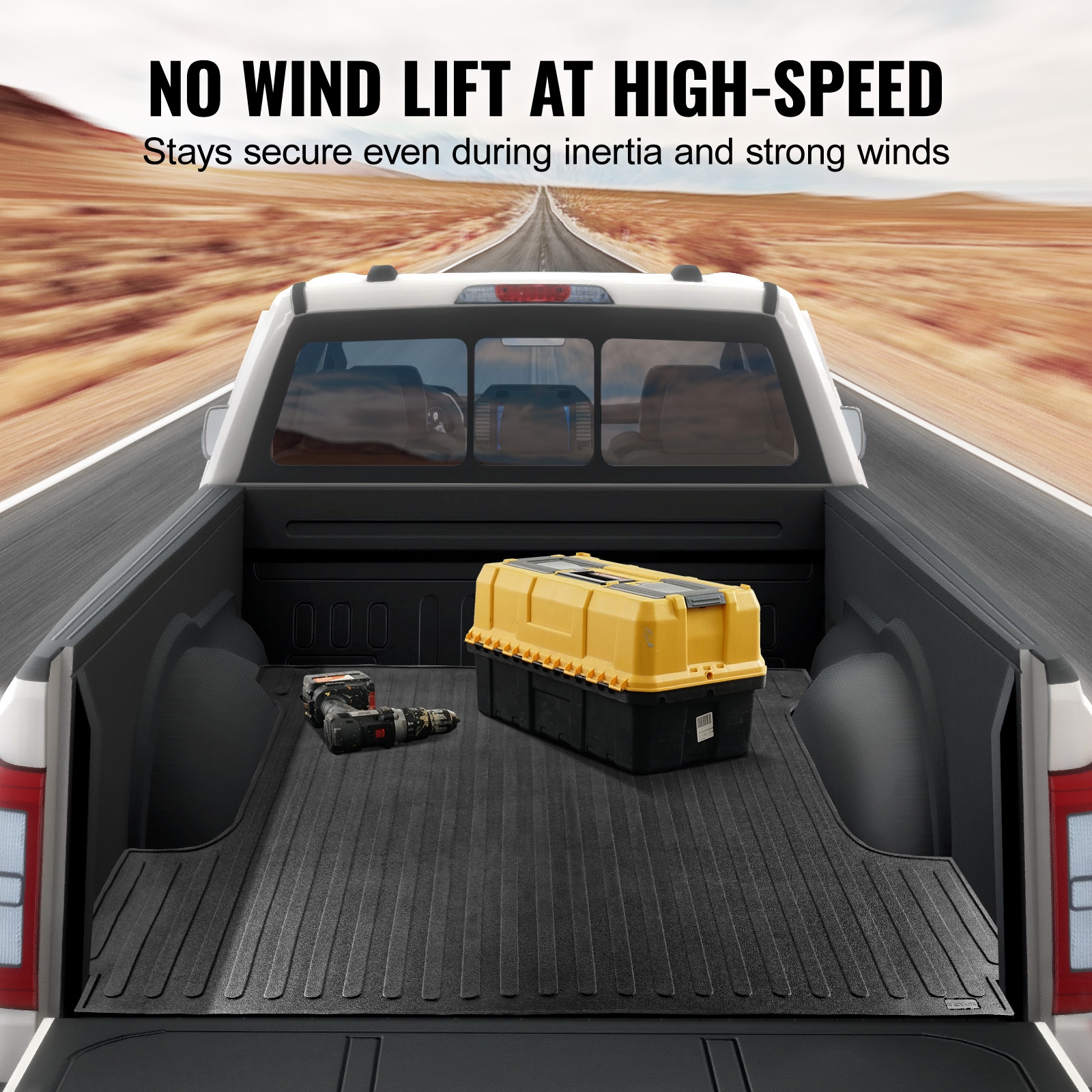 Tapete para caja de camión VEVOR, compatible con Ford F150 5.5 pies de cama corta 2015-2023, forro de caja de camión de hule de 66.5 pulgadas x 64 pulgadas de espesor de 1/4 pulgadas, accesorios para auto para protección contra todo tipo de clima, evita resbalones o daños.