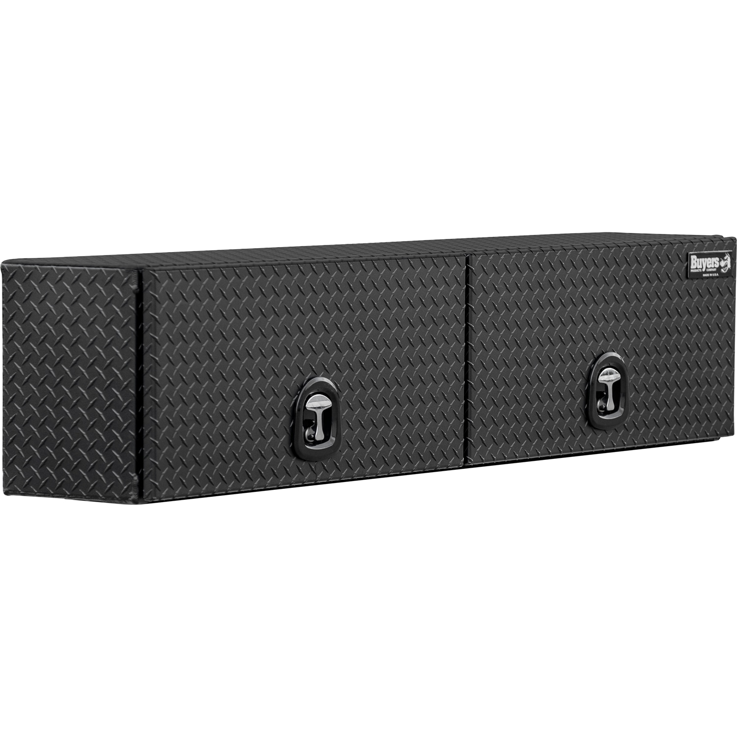 Caja de herramientas para camión de montaje superior de aluminio negro mate con patrón de diamante de 72 pulgadas x 13 pulgadas x 16 pulgadas de Buyers Products 1722351