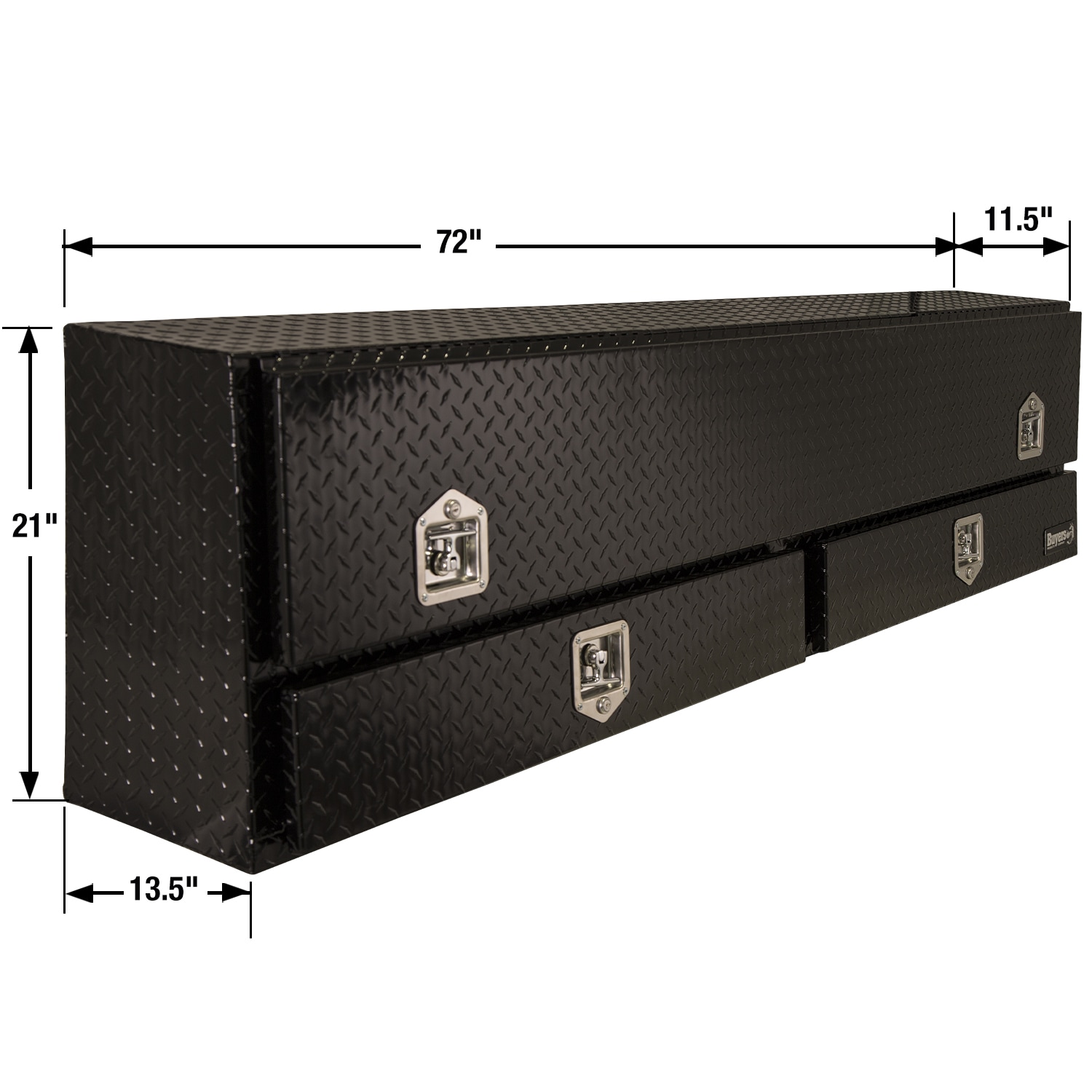 Caja de herramientas para camión de aluminio negro brillante de 72 pulgadas x 13 pulgadas x 21 pulgadas de Buyers Products