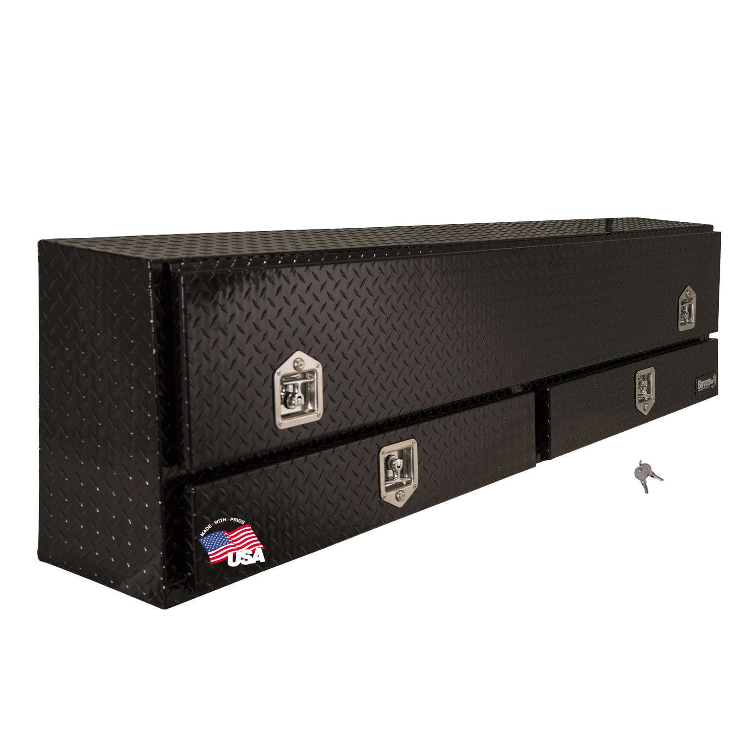 Caja de herramientas para camión de aluminio negro brillante de 72 pulgadas x 13 pulgadas x 21 pulgadas de Buyers Products
