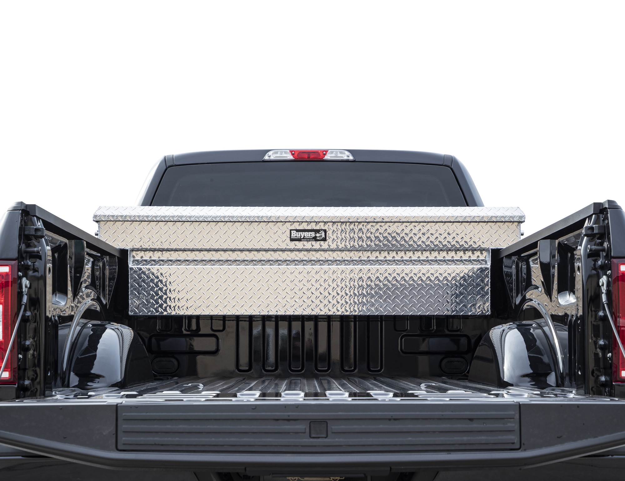 Caja de herramientas para camioneta con cruz de aluminio en relieve de 71 pulgadas x 27 pulgadas x 23 pulgadas