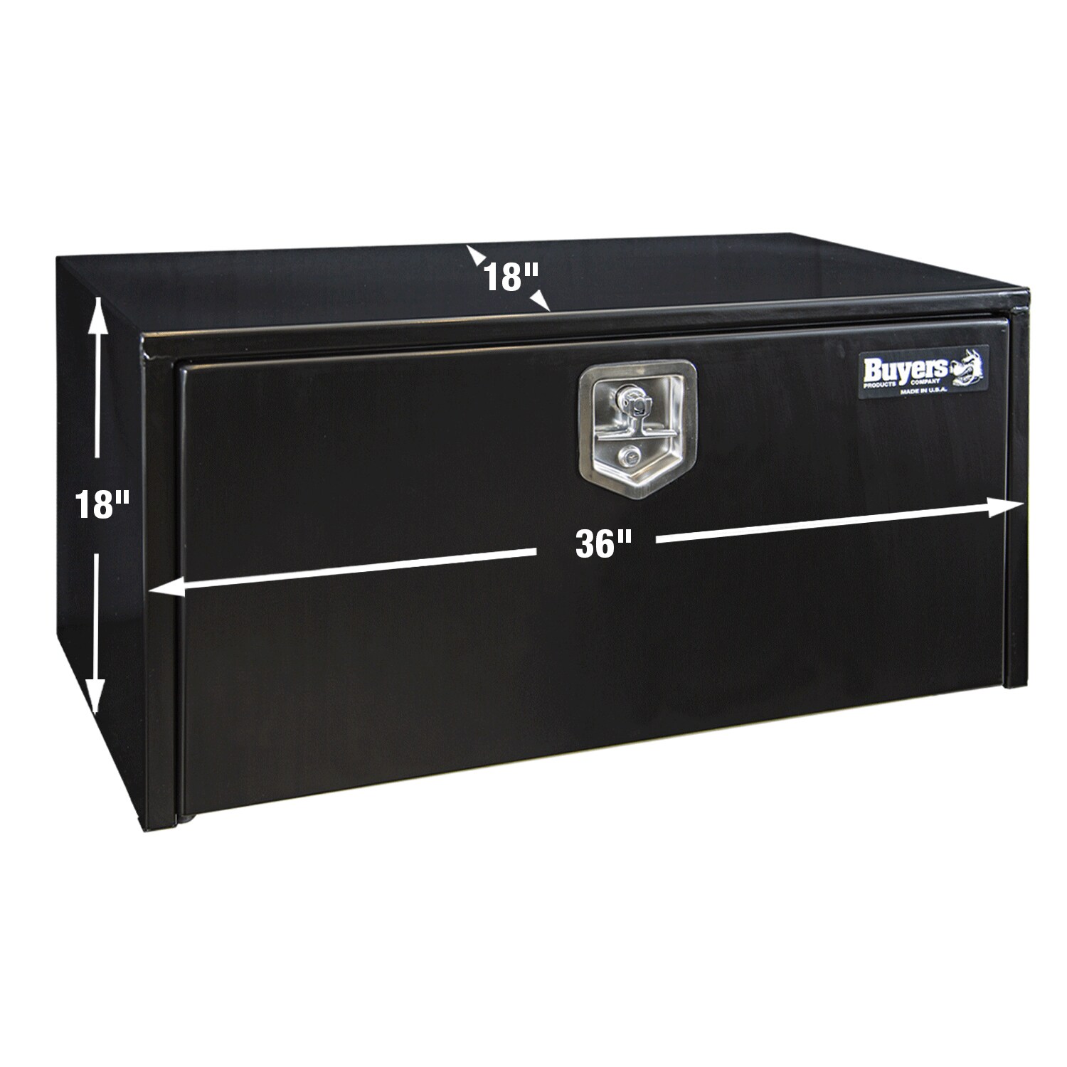 Caja de herramientas negra para camioneta debajo del cuerpo de acero liso de 36 pulgadas x 18 pulgadas x 18 pulgadas de Buyers Products 1702305MPP