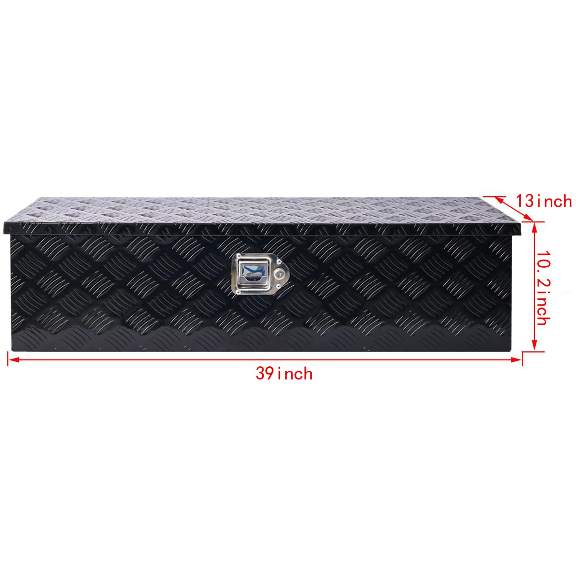 Caja de herramientas para remolque de camioneta en aluminio negro de 39 pulgadas x 13 pulgadas x 10.2 pulgadas Kahomvis GH-QPW4-855