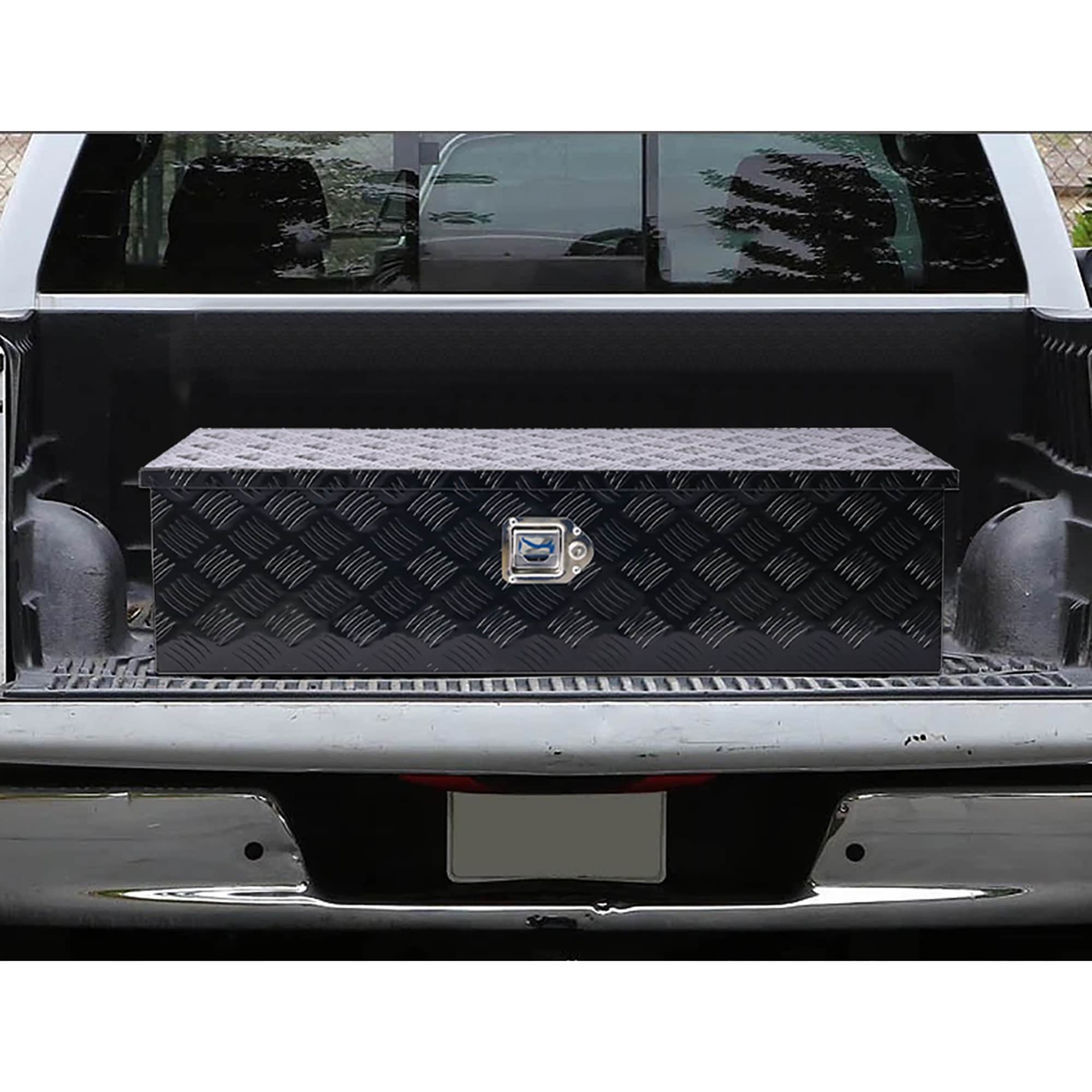Caja de herramientas para remolque de camioneta en aluminio negro de 39 pulgadas x 13 pulgadas x 10.2 pulgadas Kahomvis GH-QPW4-855
