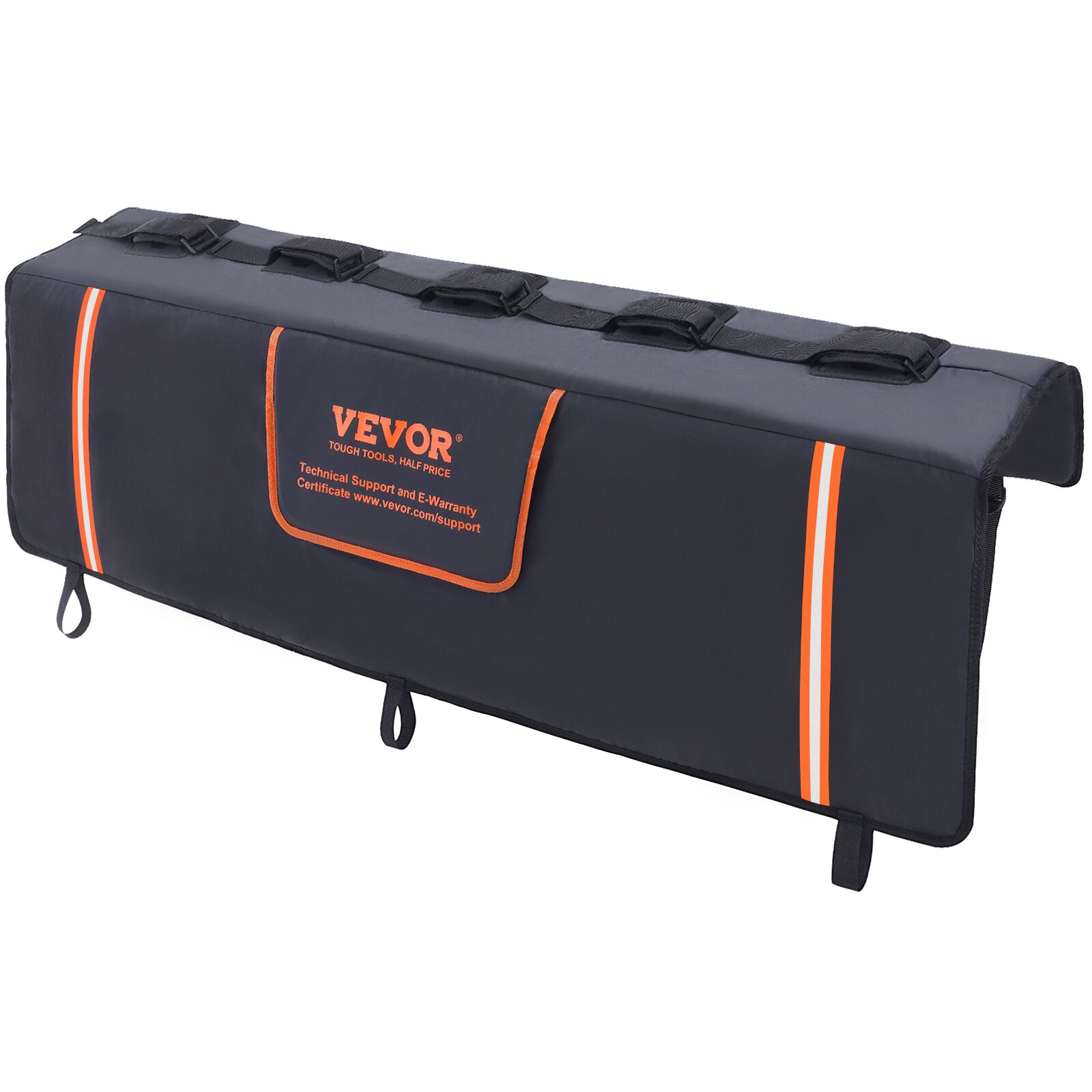 Cojín de Cola para Bicicletas VEVOR, Cojín para Cola de Camioneta de 53 pulgadas para Transportar 5 Bicicletas de Montaña, Cojín de Protección para Cola con Ranuras Mejoradas, Tirantes Reflectantes y Bolsillos para Herramientas, con Apertura para Cámara para Camionetas Medianas JQKWMD54INCHBNMSFV0