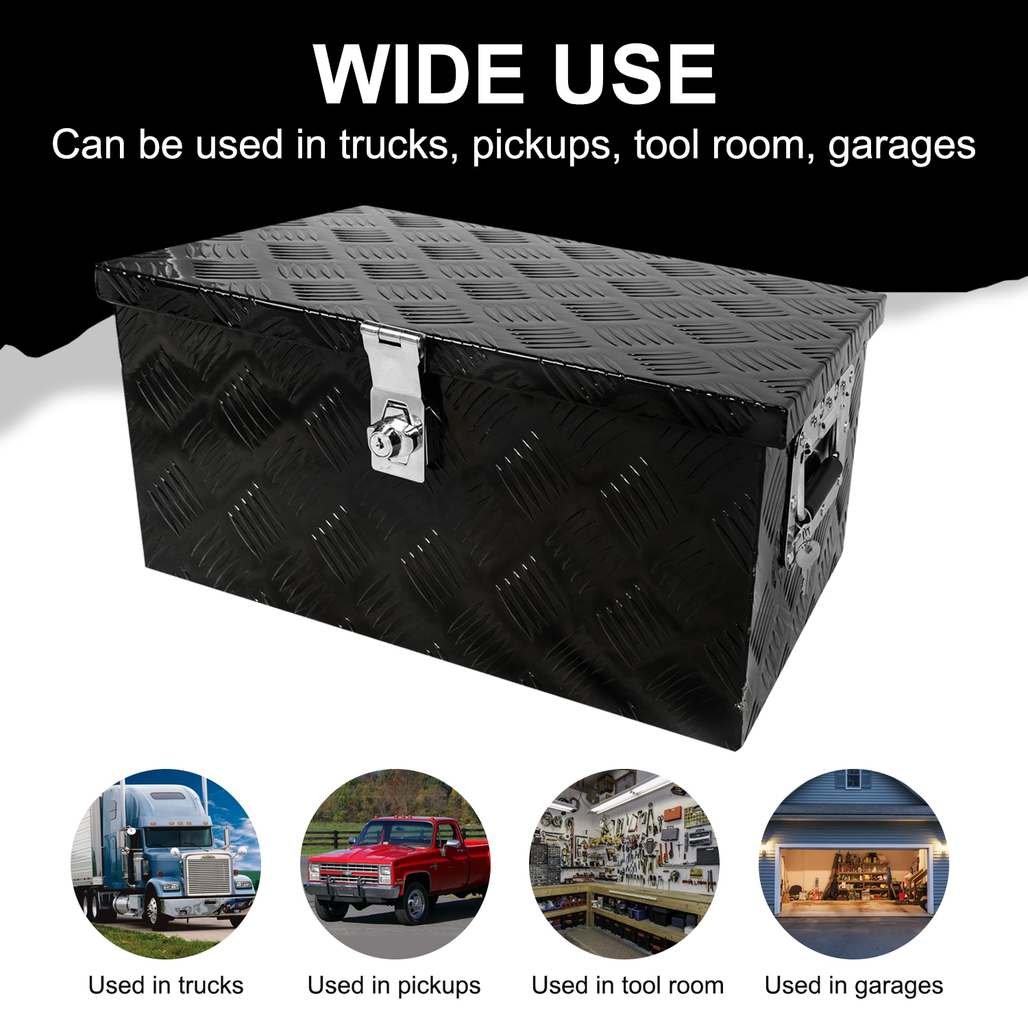 Caja de herramientas para camión en aluminio negro de 20 pulgadas x 11.8 pulgadas x 9.3 pulgadas Kahomvis SUPER-QP214-917