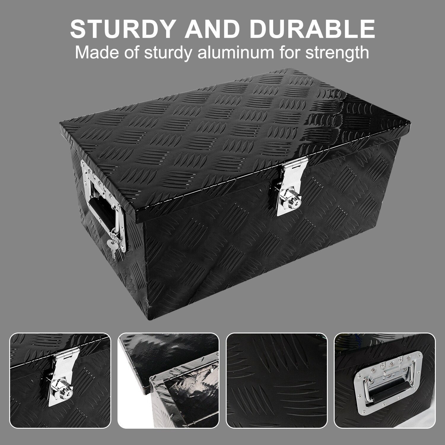 Caja de herramientas para camión en aluminio negro de 20 pulgadas x 11.8 pulgadas x 9.3 pulgadas Kahomvis SUPER-QP214-917