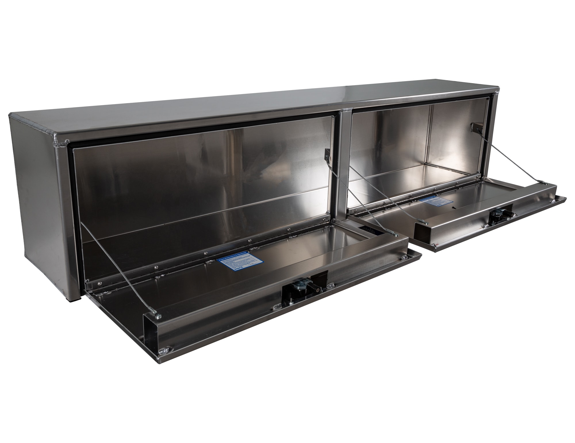 Caja de herramientas para camioneta de montaje superior de aluminio liso de 72 pulgadas x 16 pulgadas x 18 pulgadas de Buyers Products
