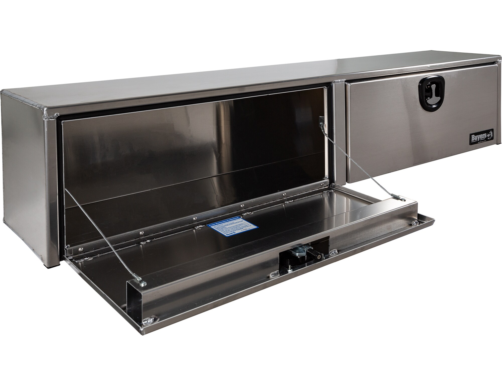 Caja de herramientas para camioneta de montaje superior de aluminio liso de 72 pulgadas x 16 pulgadas x 18 pulgadas de Buyers Products