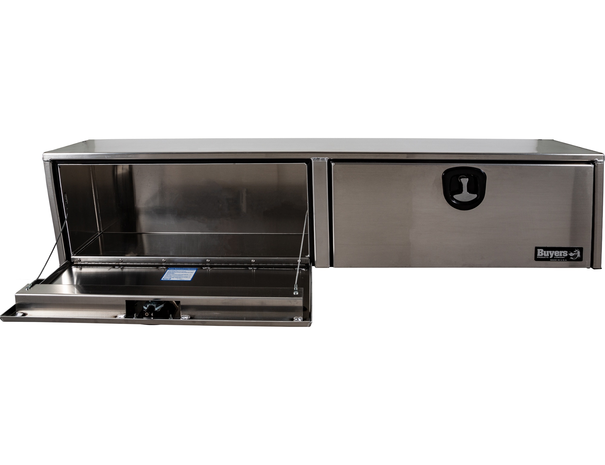 Caja de herramientas para camioneta de montaje superior de aluminio liso de 72 pulgadas x 16 pulgadas x 18 pulgadas de Buyers Products