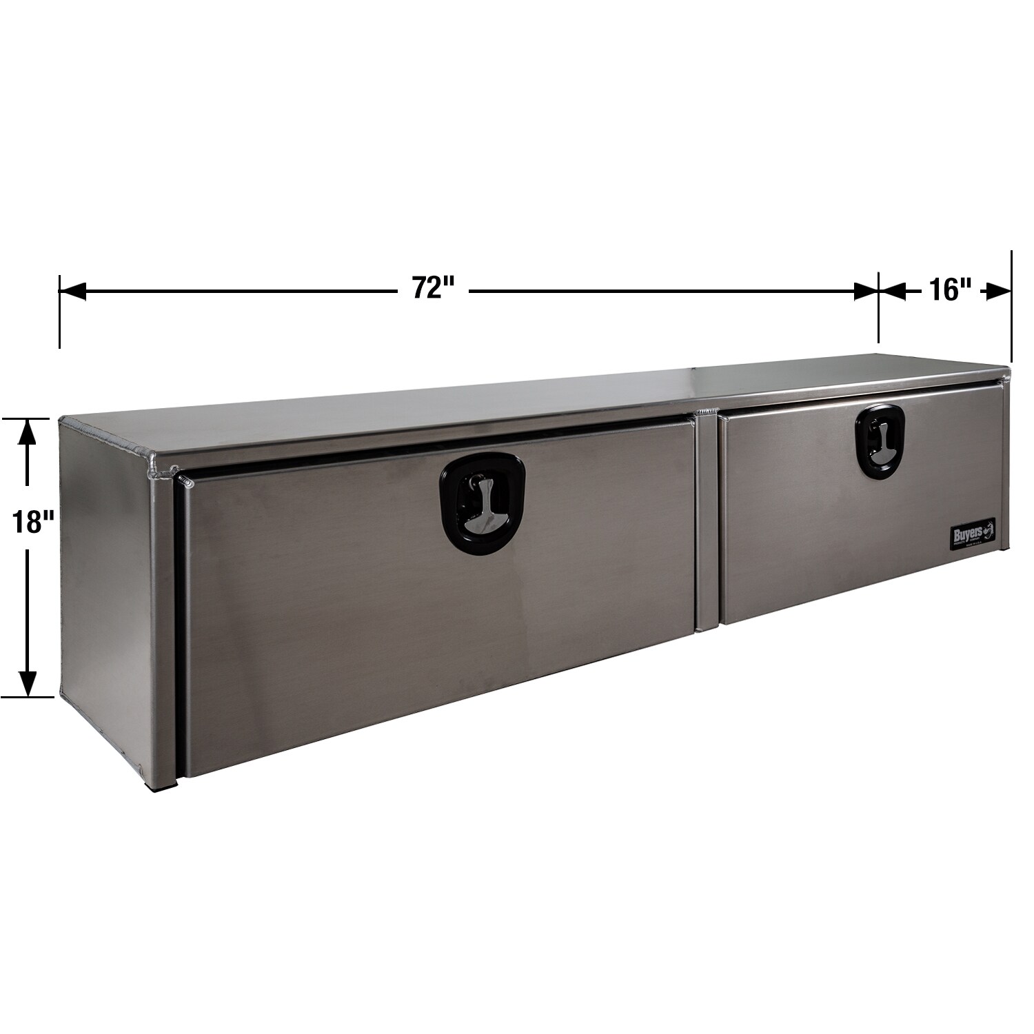 Caja de herramientas para camioneta de montaje superior de aluminio liso de 72 pulgadas x 16 pulgadas x 18 pulgadas de Buyers Products