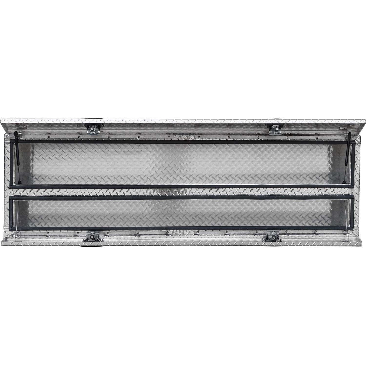 Caja de herramientas para camión de montaje en la parte superior de aluminio con patrón de diamante de 18 pulgadas x 90 pulgadas x 21 pulgadas de Buyers Products