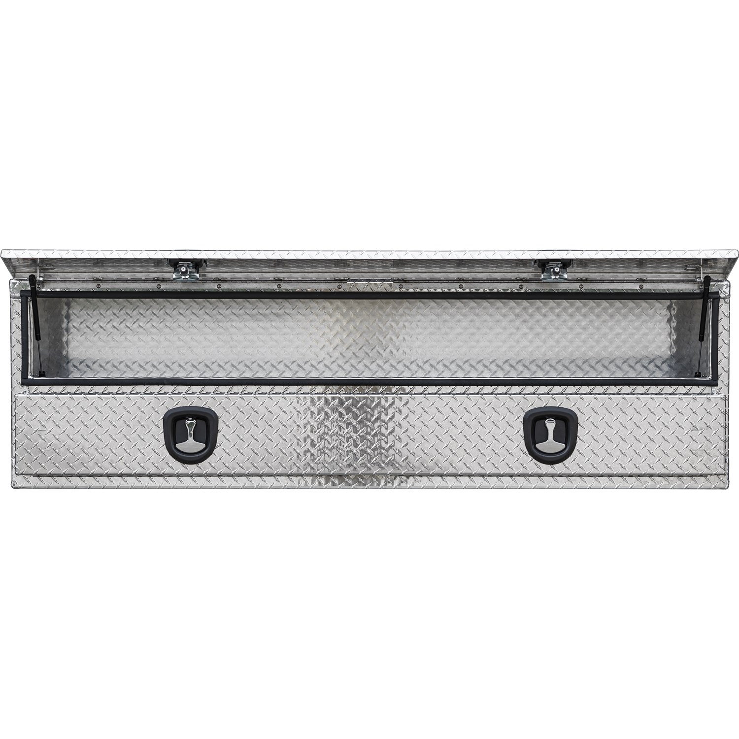 Caja de herramientas para camión de montaje en la parte superior de aluminio con patrón de diamante de 18 pulgadas x 90 pulgadas x 21 pulgadas de Buyers Products