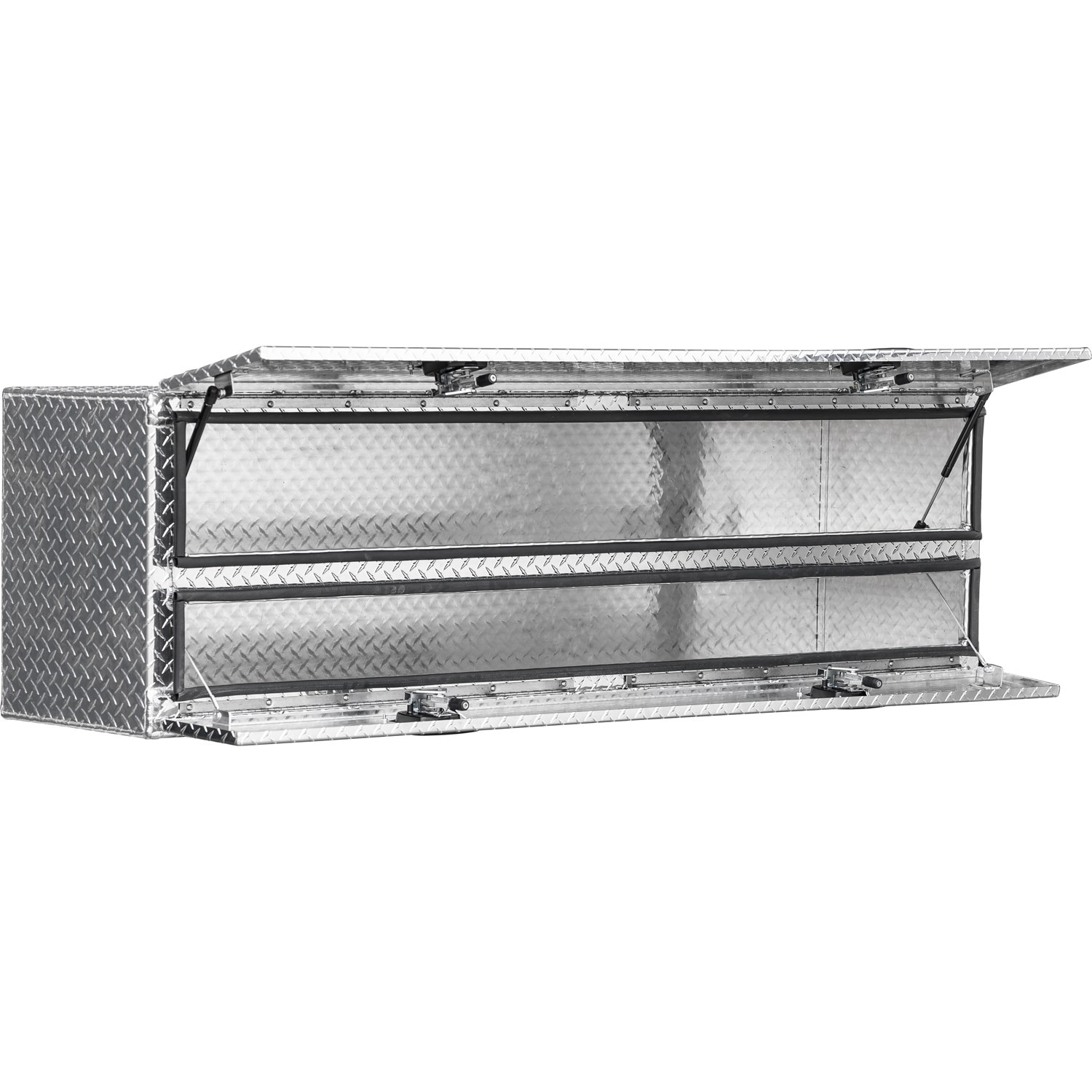 Caja de herramientas para camión de montaje en la parte superior de aluminio con patrón de diamante de 18 pulgadas x 90 pulgadas x 21 pulgadas de Buyers Products