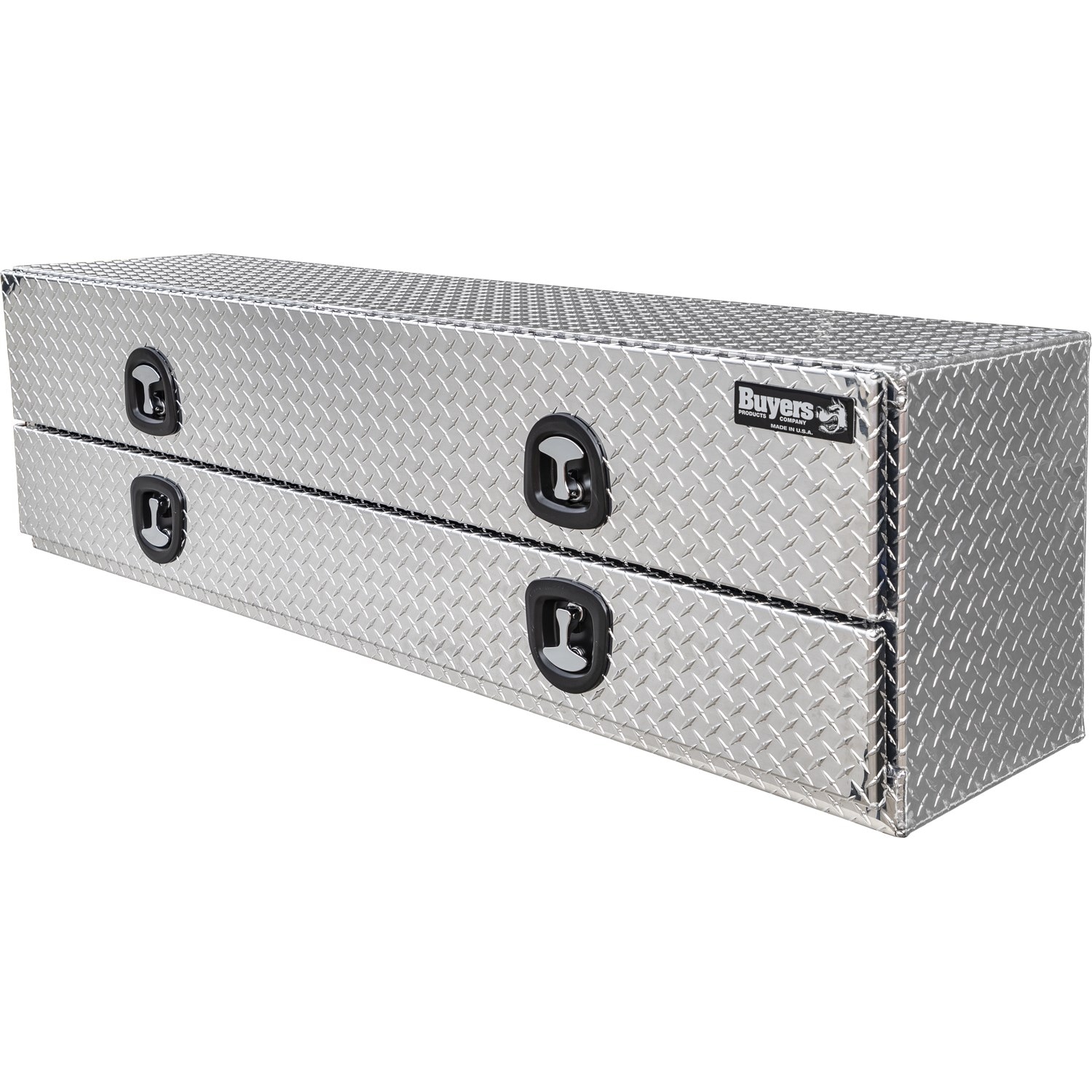 Caja de herramientas para camión de montaje en la parte superior de aluminio con patrón de diamante de 18 pulgadas x 90 pulgadas x 21 pulgadas de Buyers Products
