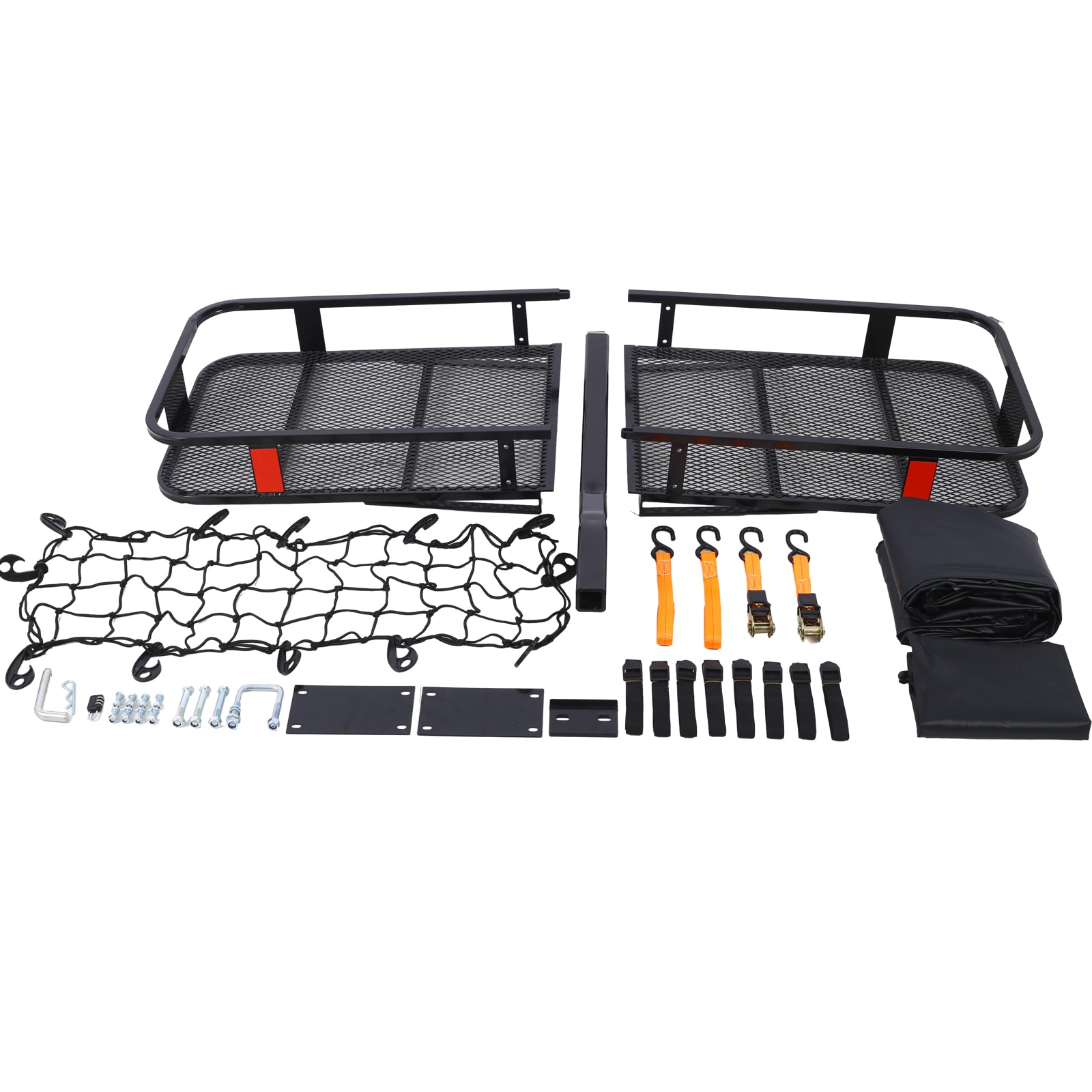 Cesta Portaequipajes con Montaje en el Enganche de Remolque + Bolsa de Carga Impermeable 60 pulgadas L x 38.2 pulgadas W x 6 pulgadas H Canasto de carga de remolque de acero GH-QP214-175