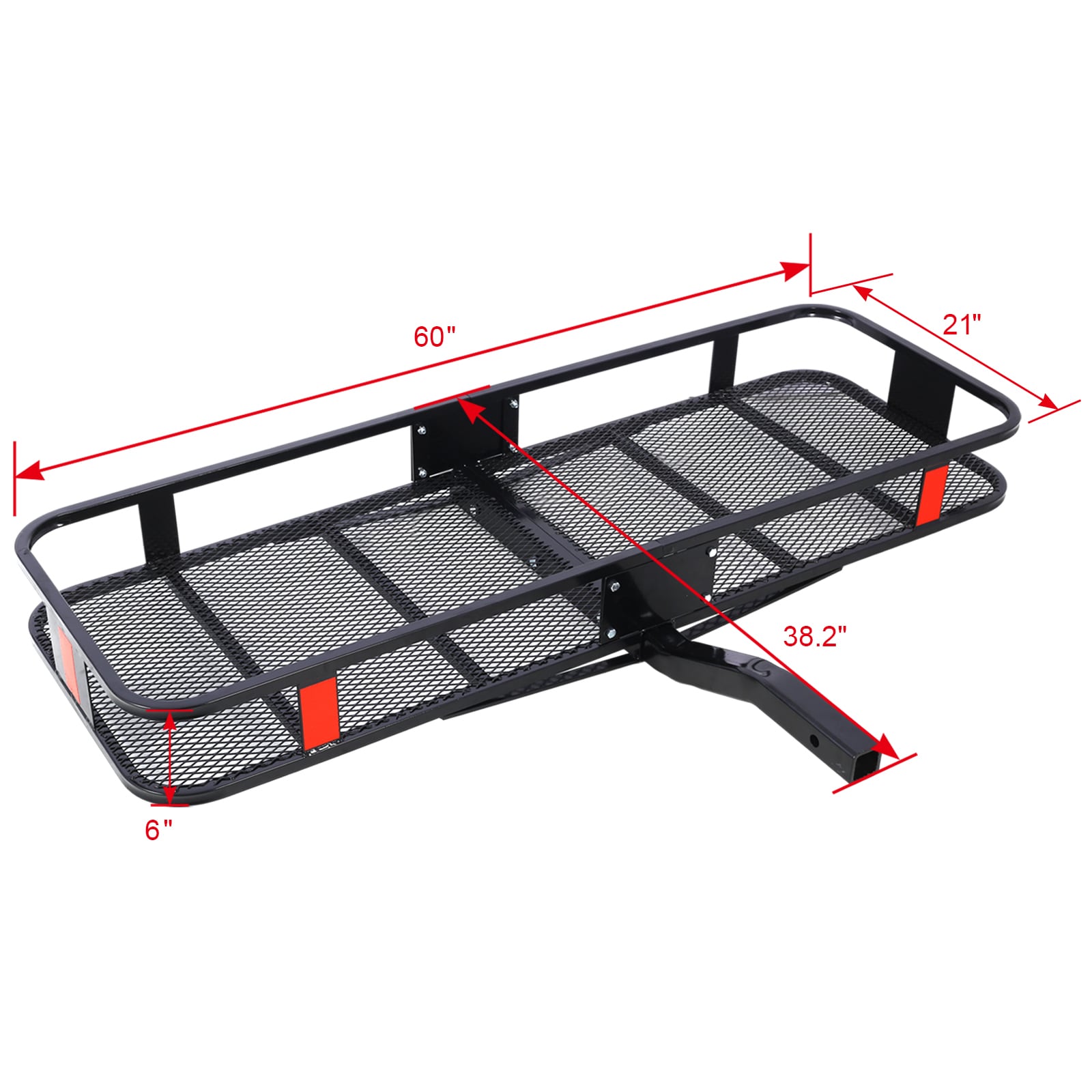 Cesta Portaequipajes con Montaje en el Enganche de Remolque + Bolsa de Carga Impermeable 60 pulgadas L x 38.2 pulgadas W x 6 pulgadas H Canasto de carga de remolque de acero GH-QP214-175