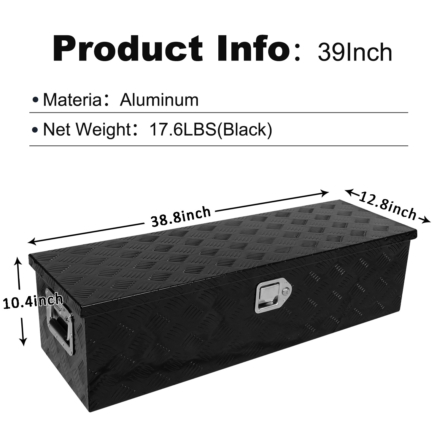 Caja de herramientas para camión, en aluminio negro de 38.8 pulgadas x 12.8 pulgadas x 10.4 pulgadas SUPER-QP214-930 de Kahomvis.