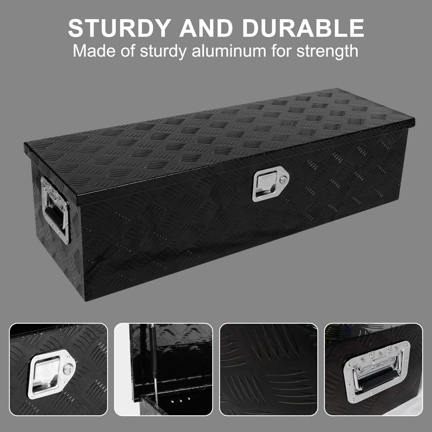 Caja de herramientas para camión, en aluminio negro de 38.8 pulgadas x 12.8 pulgadas x 10.4 pulgadas SUPER-QP214-930 de Kahomvis.