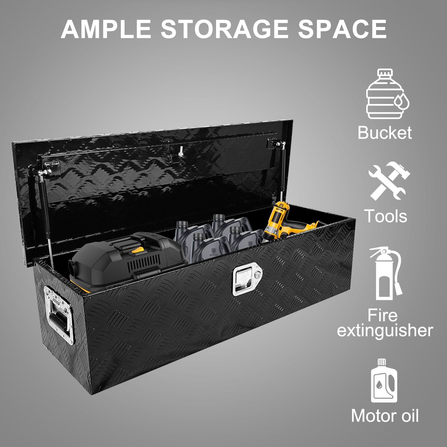 Caja de herramientas para camión, en aluminio negro de 38.8 pulgadas x 12.8 pulgadas x 10.4 pulgadas SUPER-QP214-930 de Kahomvis.