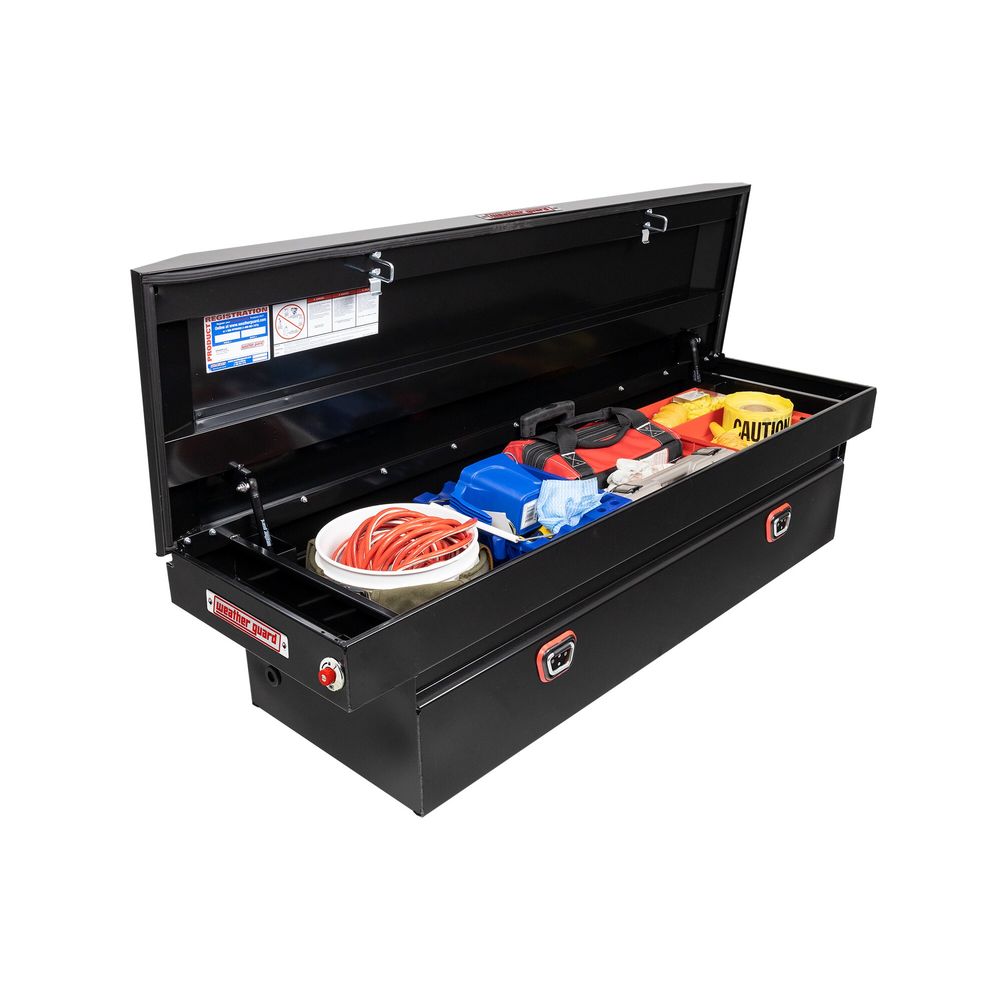 Caja de herramientas para camioneta de cruz con acabado en negro brillante de acero de 72 pulgadas x 20 pulgadas x 18 pulgadas de Weather Guard 126-5-04