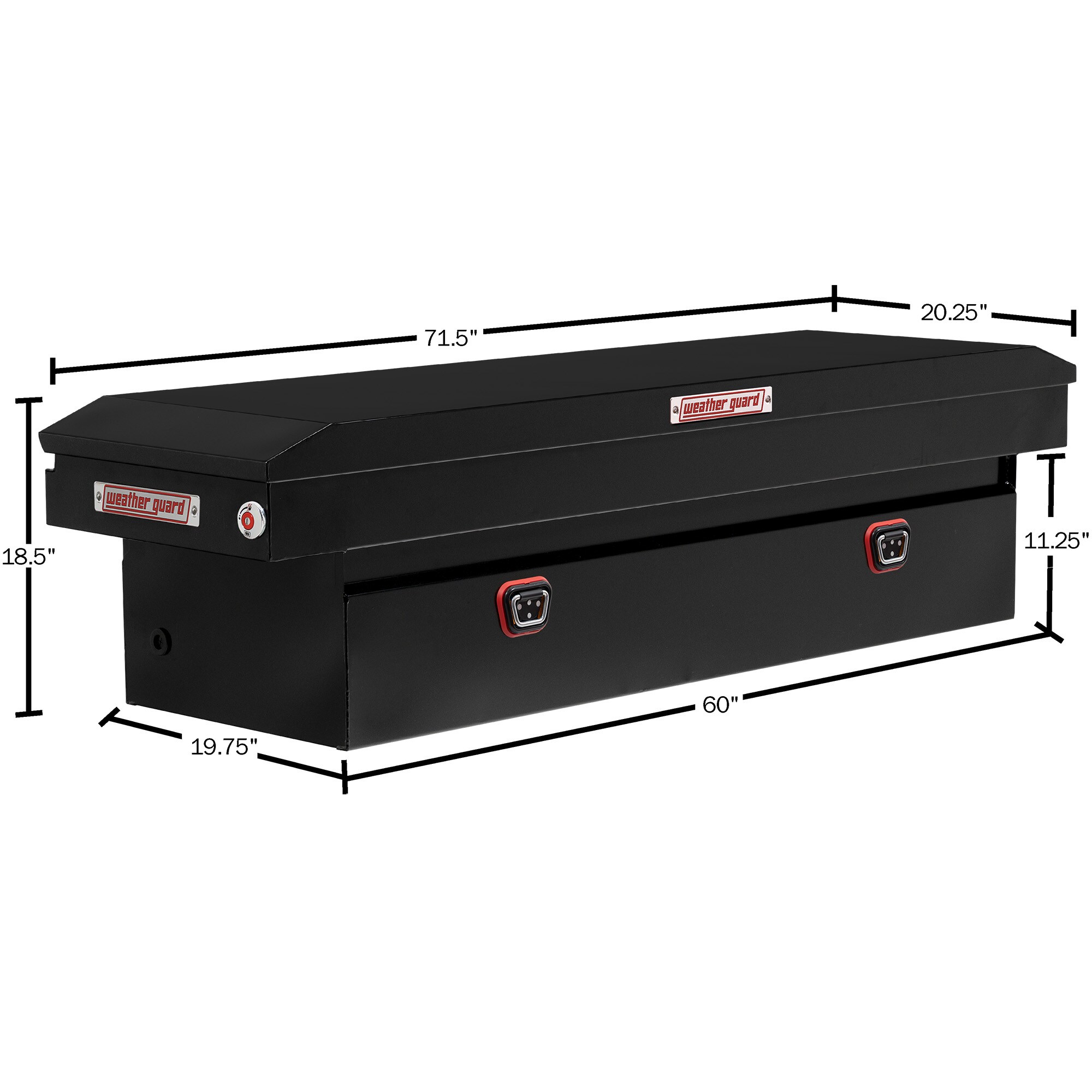 Caja de herramientas para camioneta de cruz con acabado en negro brillante de acero de 72 pulgadas x 20 pulgadas x 18 pulgadas de Weather Guard 126-5-04