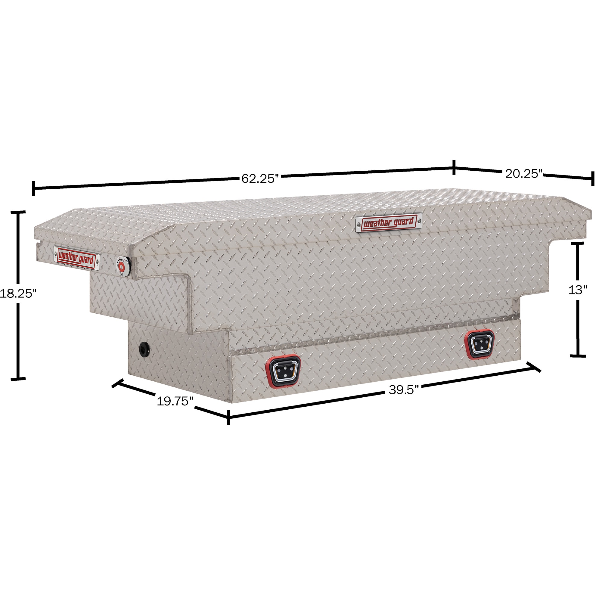Caja de herramientas cruzada para camioneta de aluminio de 62 pulgadas x 20 pulgadas x 18 pulgadas de WEATHER GUARD 131-0-04