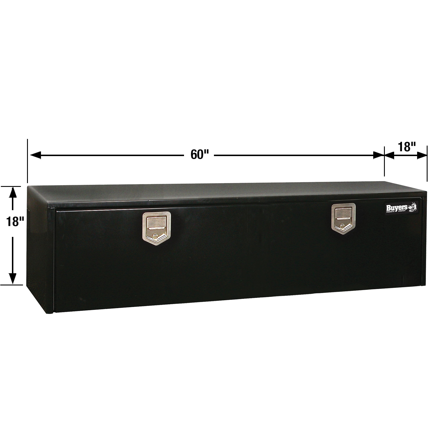 Caja de herramientas negra de acero para camión bajo de Buyers Products de 60 pulgadas x 18 pulgadas x 18 pulgadas