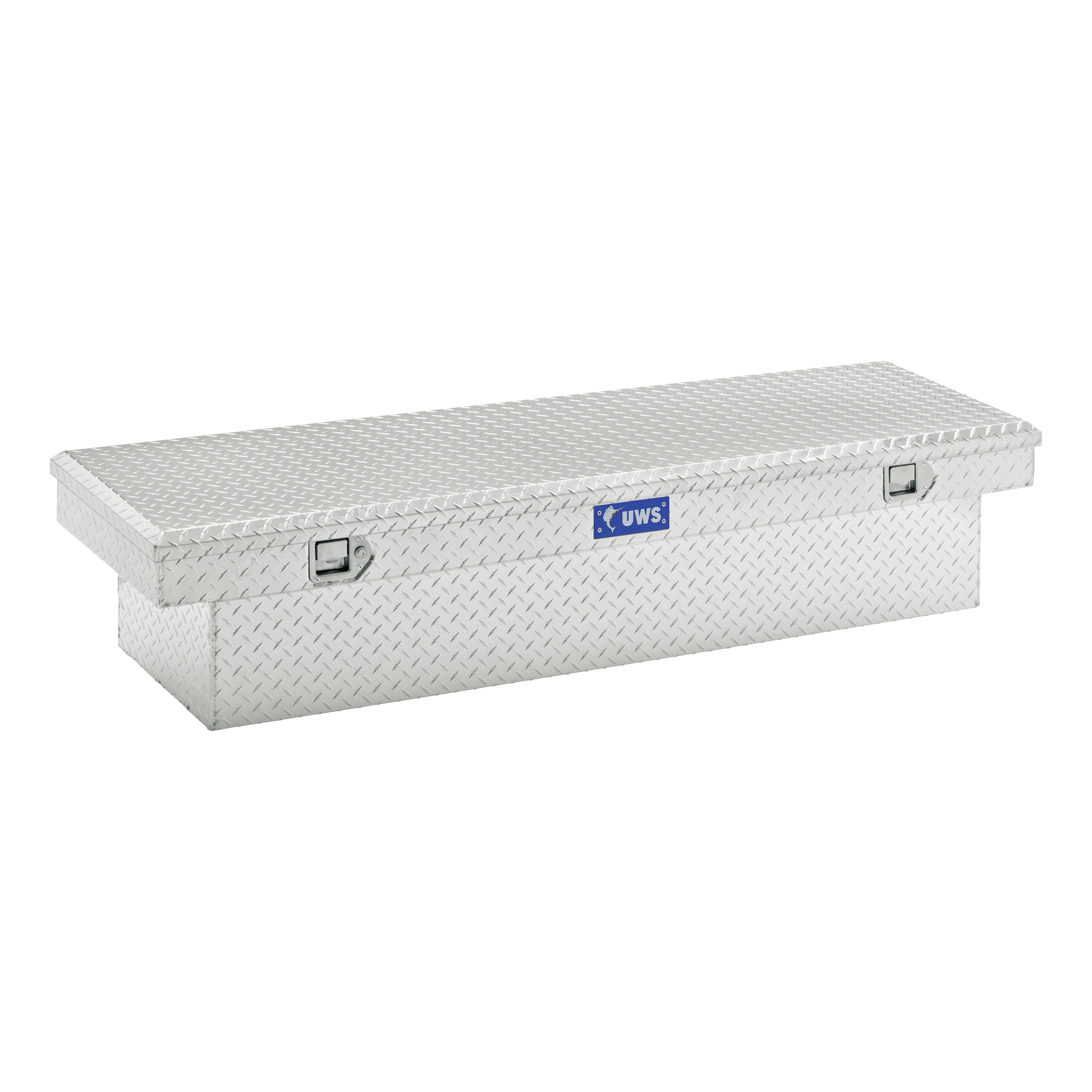 Caja de herramientas de aluminio brillante para camioneta cruzada, medida 66.875 pulgadas x 20 pulgadas x 14.75 pulgadas