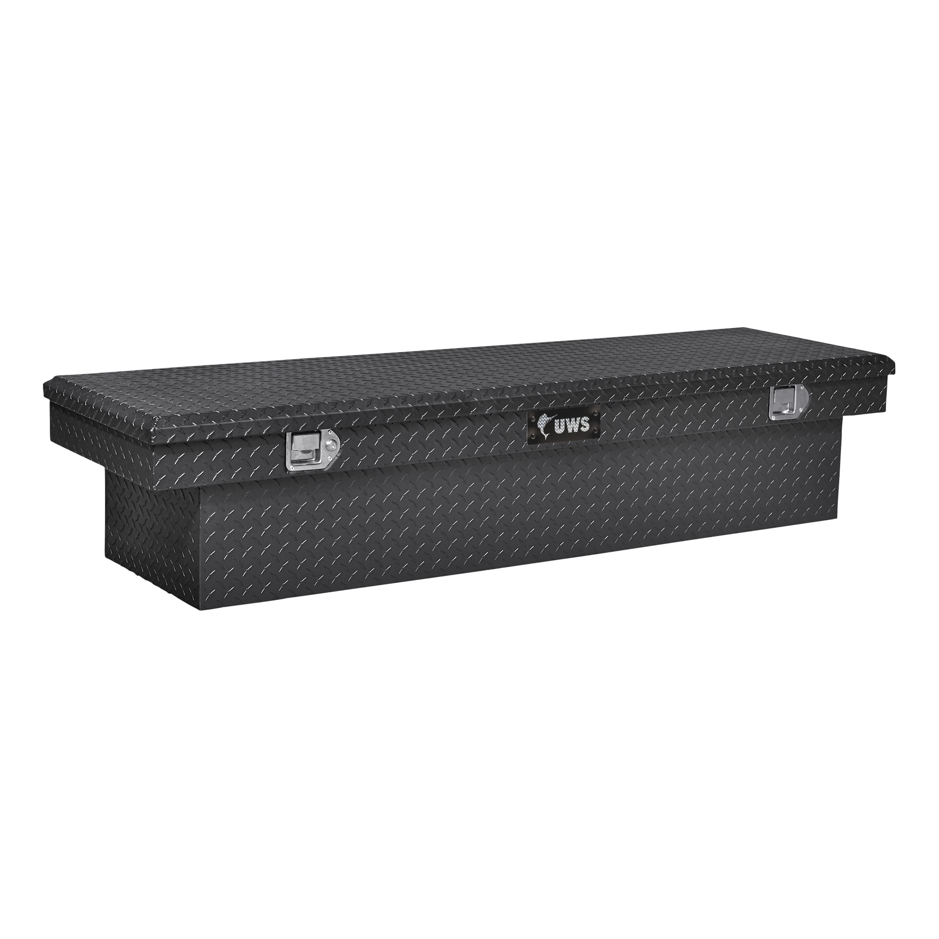 Caja de herramientas negra brillante de aluminio para camioneta con esquineros UWS de 72.875 pulgadas x 20 pulgadas x 14.75 pulgadas