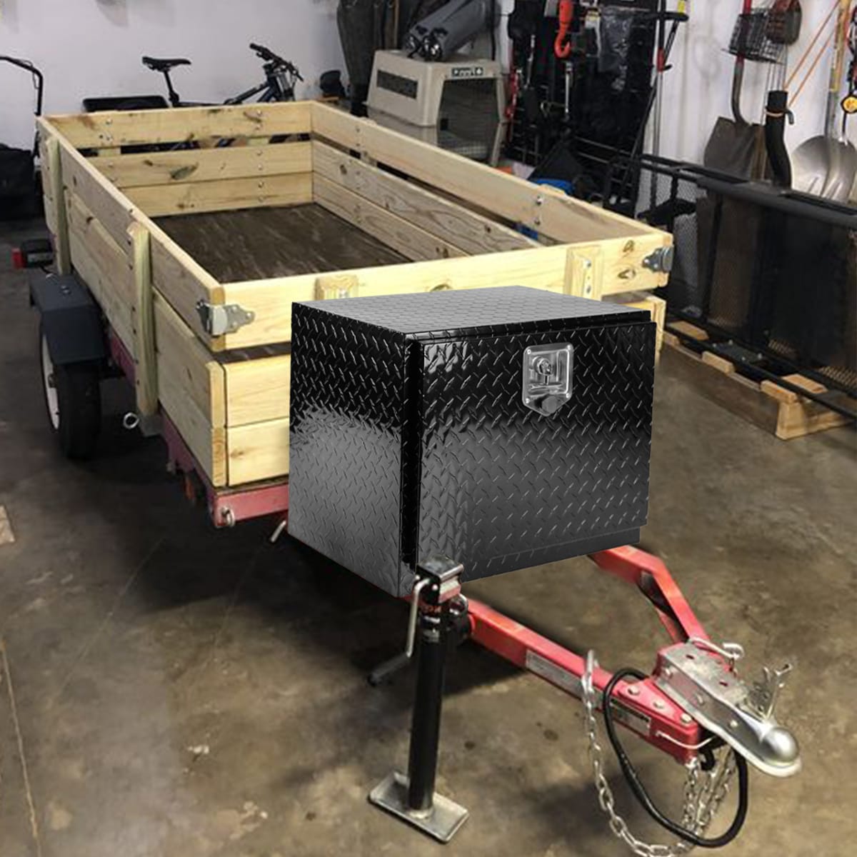 Caja de herramientas lateral para camioneta de aluminio negro de montaje lateral Kahomvis 24.2 pulgadas x 17.1 pulgadas x 17.9 pulgadas YS-QPW1-140