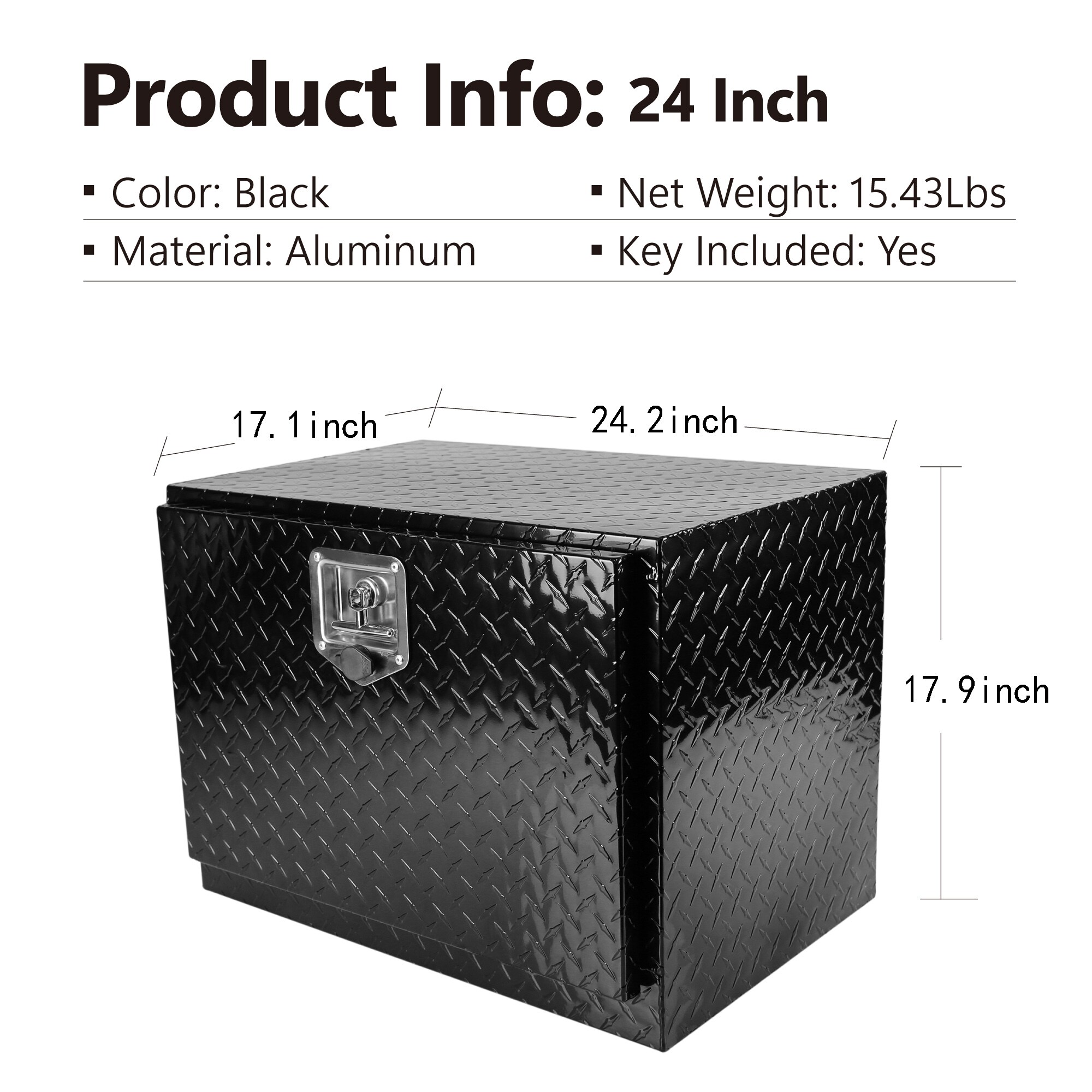 Caja de herramientas lateral para camioneta de aluminio negro de montaje lateral Kahomvis 24.2 pulgadas x 17.1 pulgadas x 17.9 pulgadas YS-QPW1-140