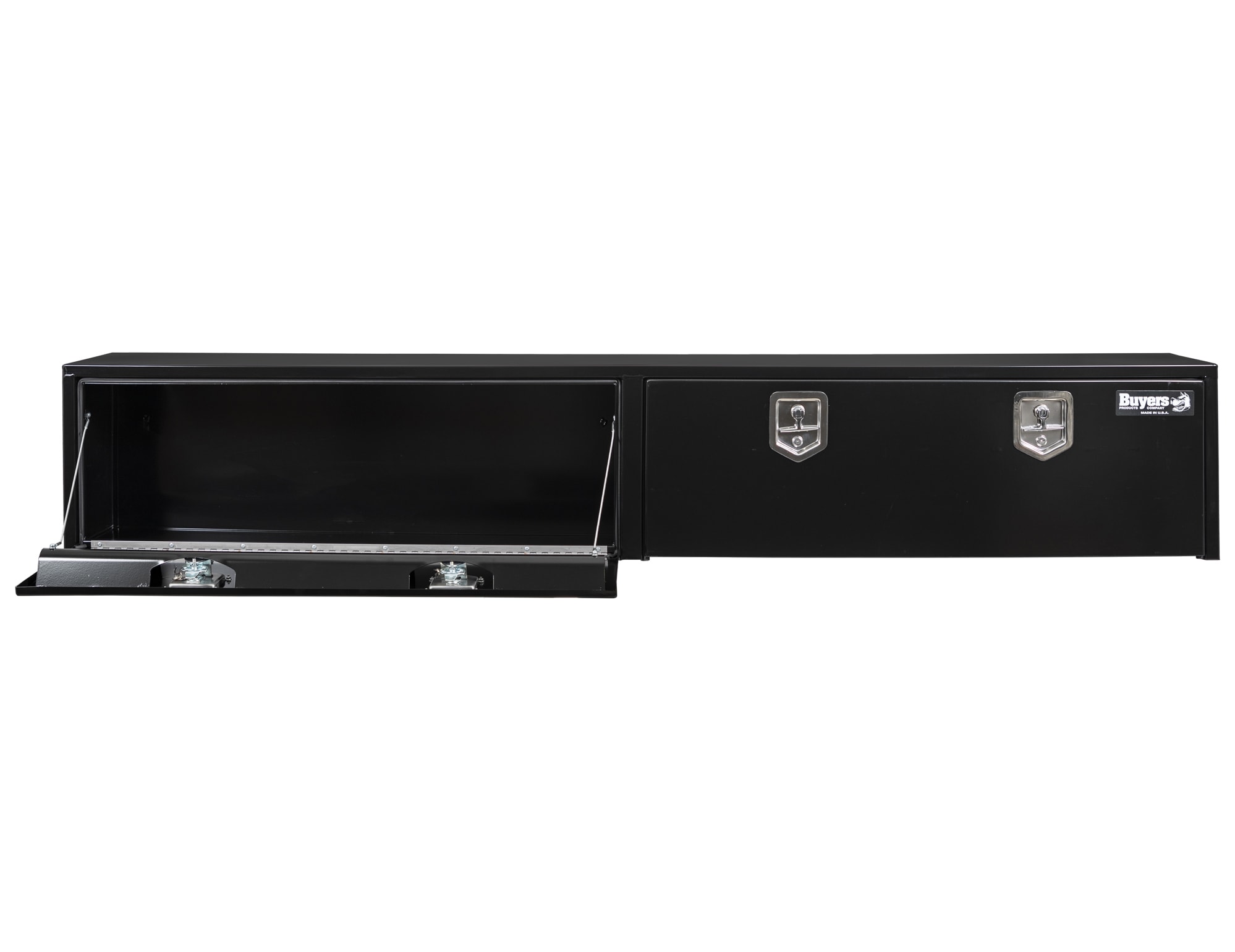 Caja de herramientas para camión en acero negro de montaje superior de 96 pulgadas x 13 pulgadas x 16 pulgadas de Buyers Products