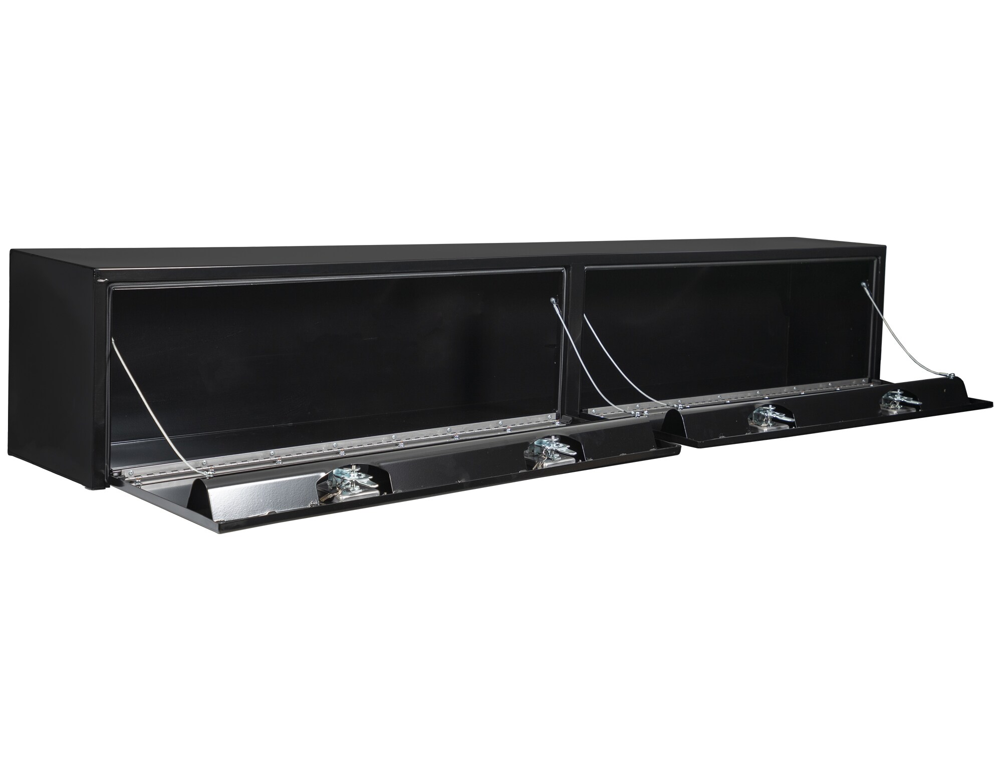 Caja de herramientas para camión en acero negro de montaje superior de 96 pulgadas x 13 pulgadas x 16 pulgadas de Buyers Products