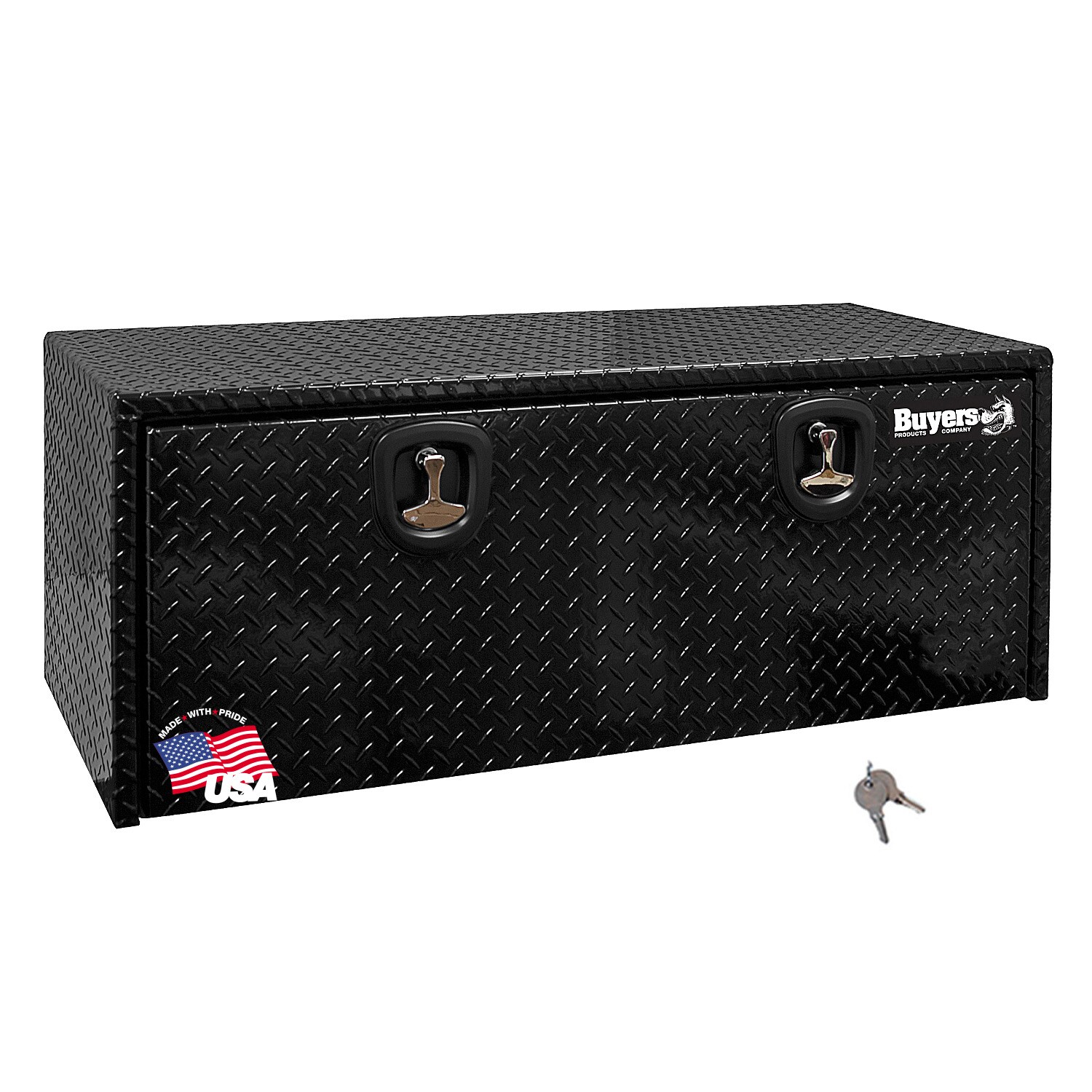 Caja de herramientas para camión de aluminio negro con patrón de diamante de 48 pulgadas x 24 pulgadas x 24 pulgadas de Buyers Products