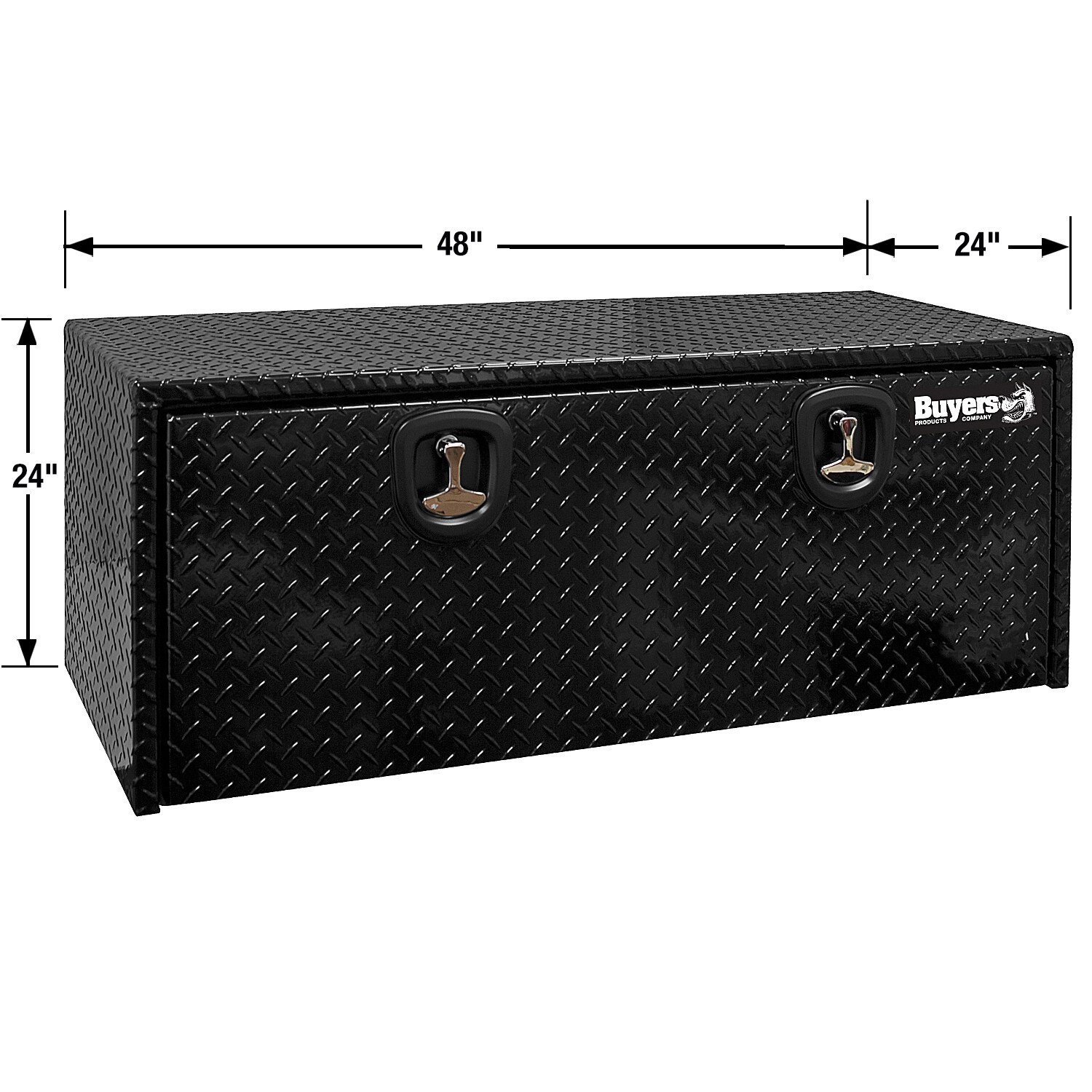 Caja de herramientas para camión de aluminio negro con patrón de diamante de 48 pulgadas x 24 pulgadas x 24 pulgadas de Buyers Products