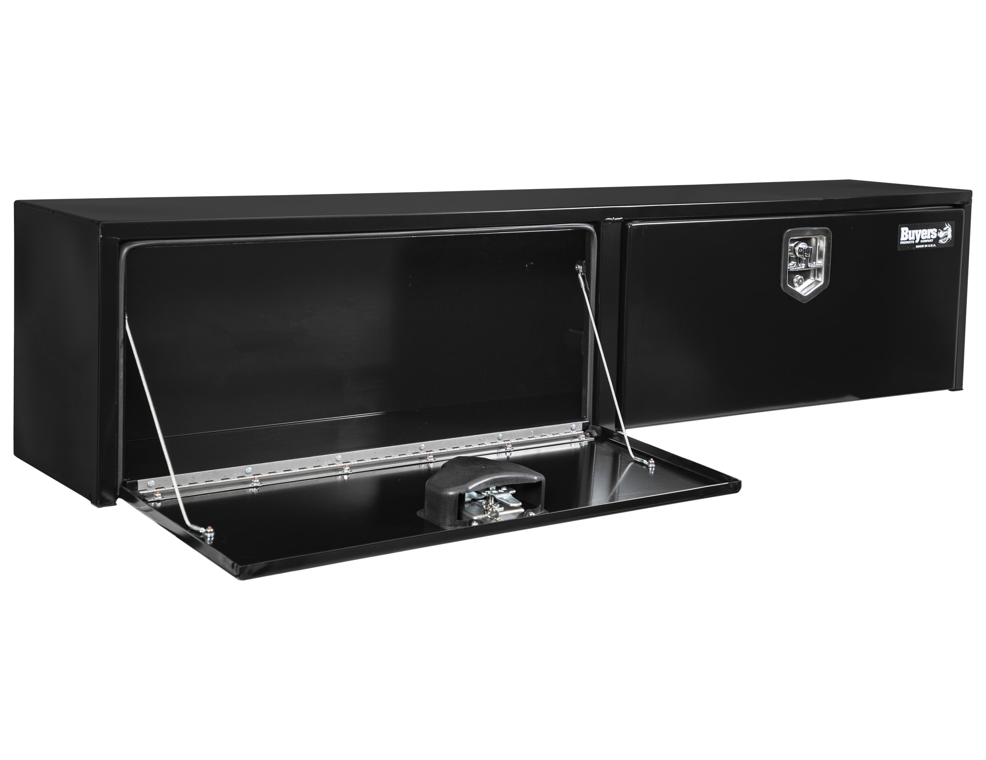 Caja de herramientas para camioneta de montaje superior de acero negro de 88 pulgadas x 16 pulgadas x 18 pulgadas de Buyers Products 1702990.