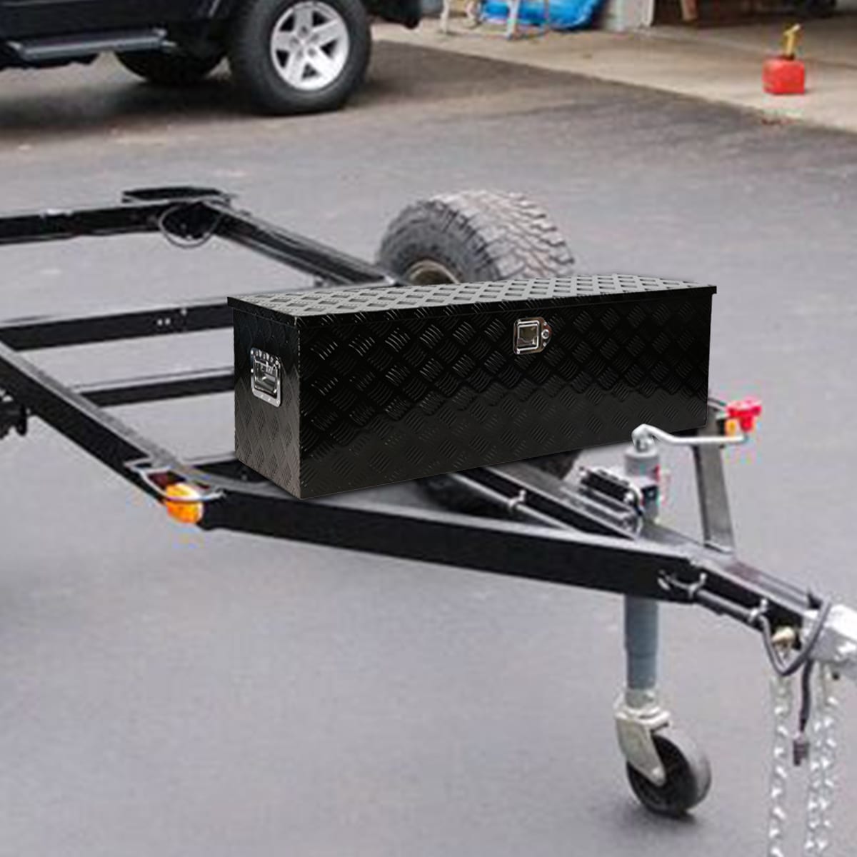 Caja de herramientas negra de aluminio para camioneta montada en el lateral de Kahomvis de 48 pulgadas x 15.17 pulgadas x 15.16 pulgadas