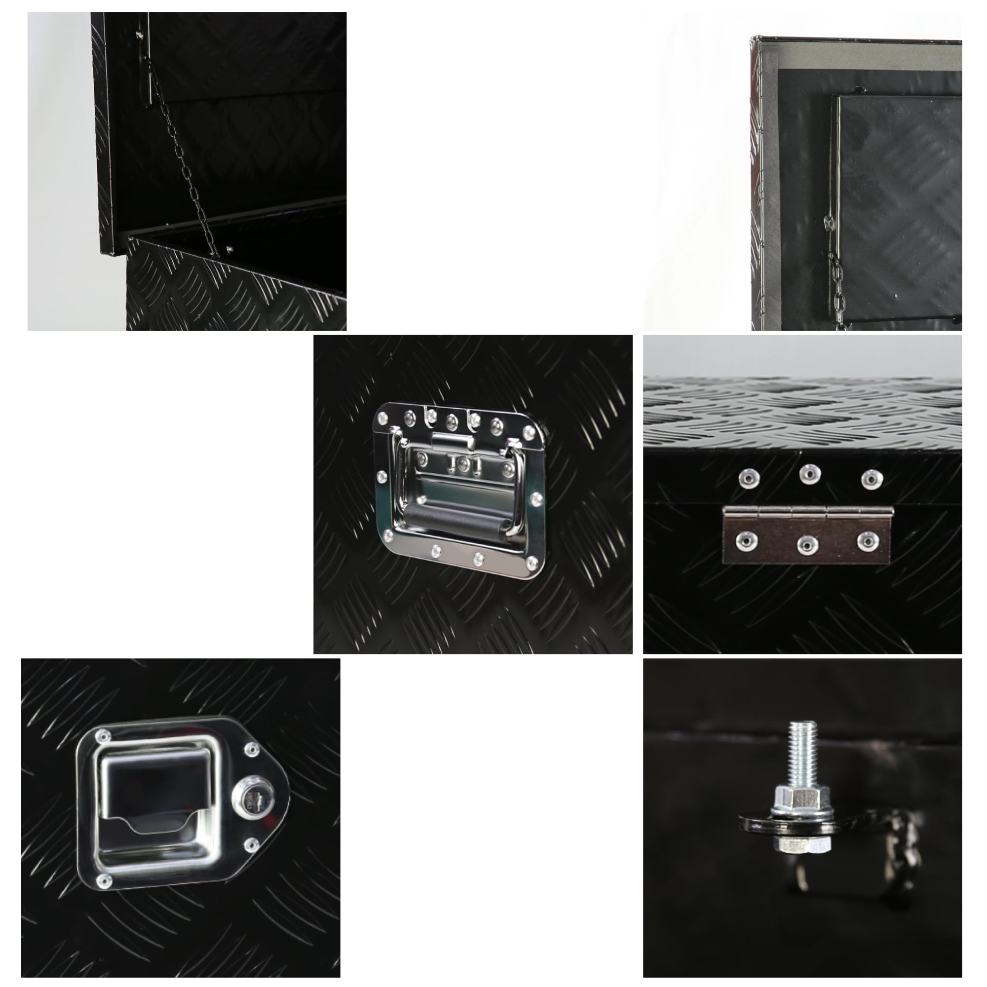 Caja de herramientas negra de aluminio para camioneta montada en el lateral de Kahomvis de 48 pulgadas x 15.17 pulgadas x 15.16 pulgadas