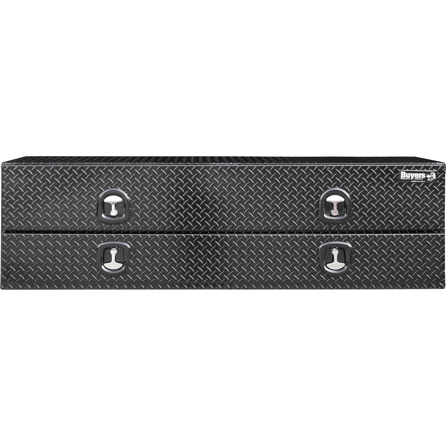 Caja de herramientas para camión con montaje en la parte superior de aluminio con grabado en diamante negro brillante de 18 pulgadas x 96 pulgadas x 21 pulgadas de Buyers Products
