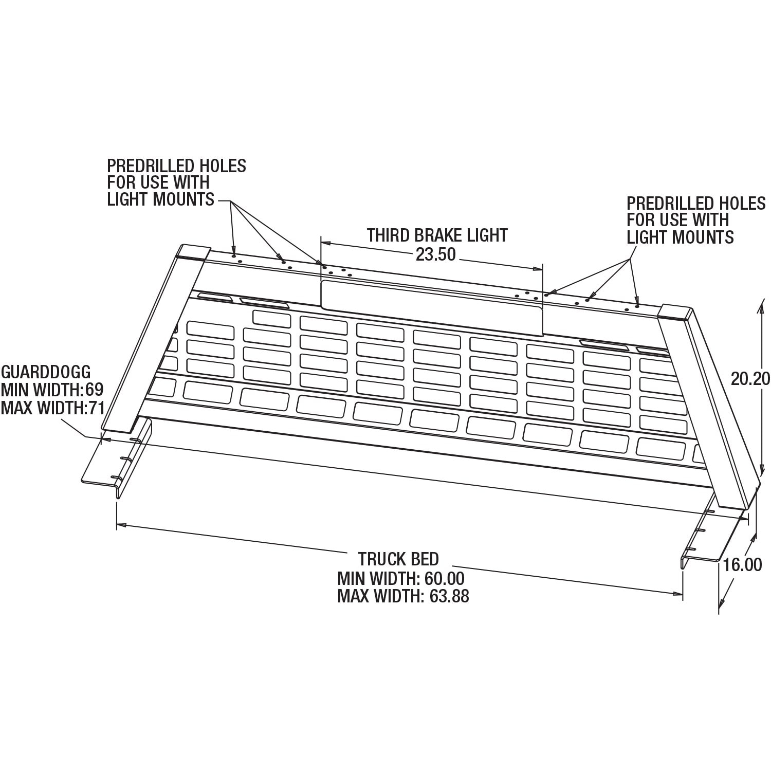 "Rack multiusos de techo de acero de 71 pulgadas Guard Dogg de Buyers Products (Incluye Herrajes)"