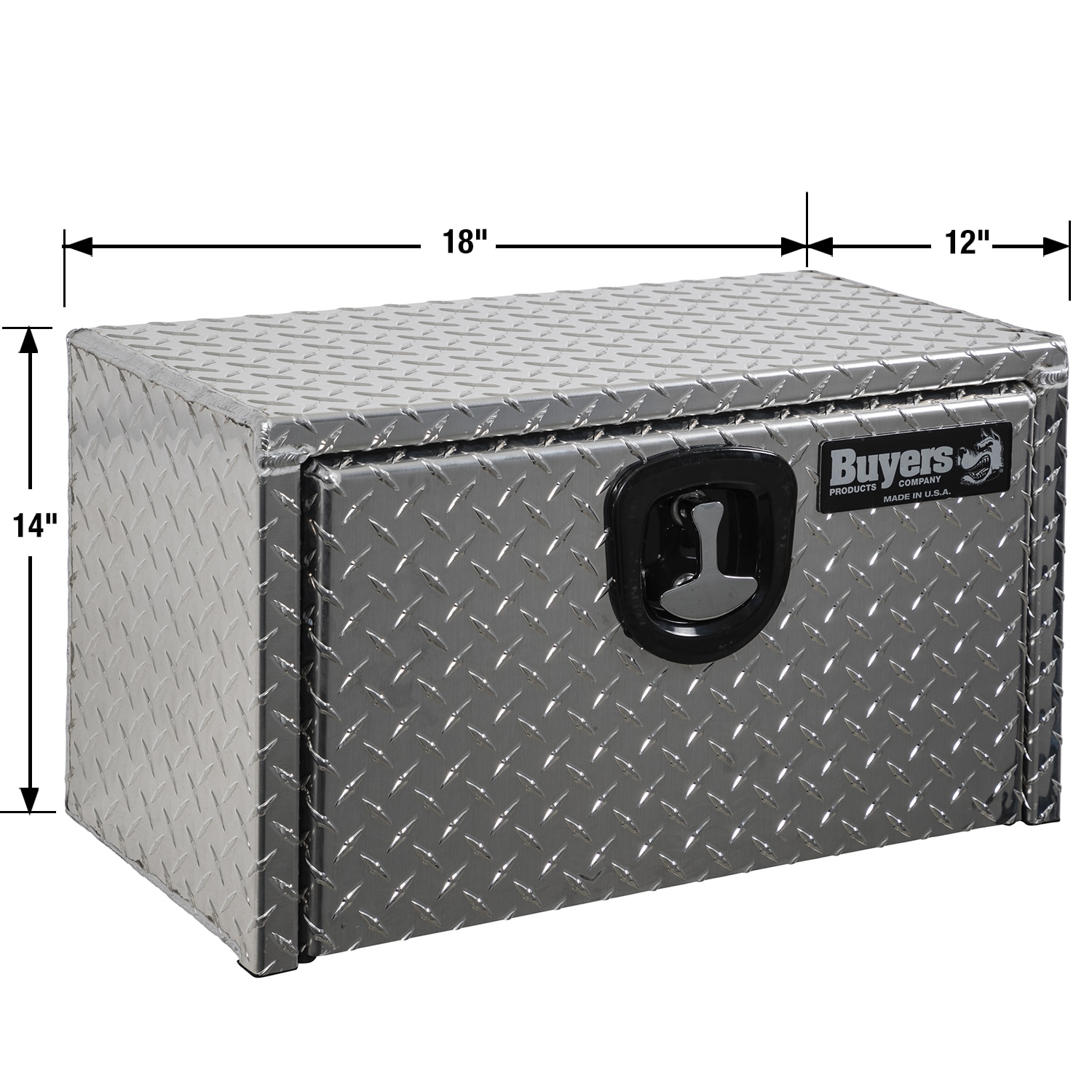 Caja de herramientas para camión bajo de aluminio con textura de diamante de 18 pulgadas x 12 pulgadas x 14 pulgadas de Buyers Products