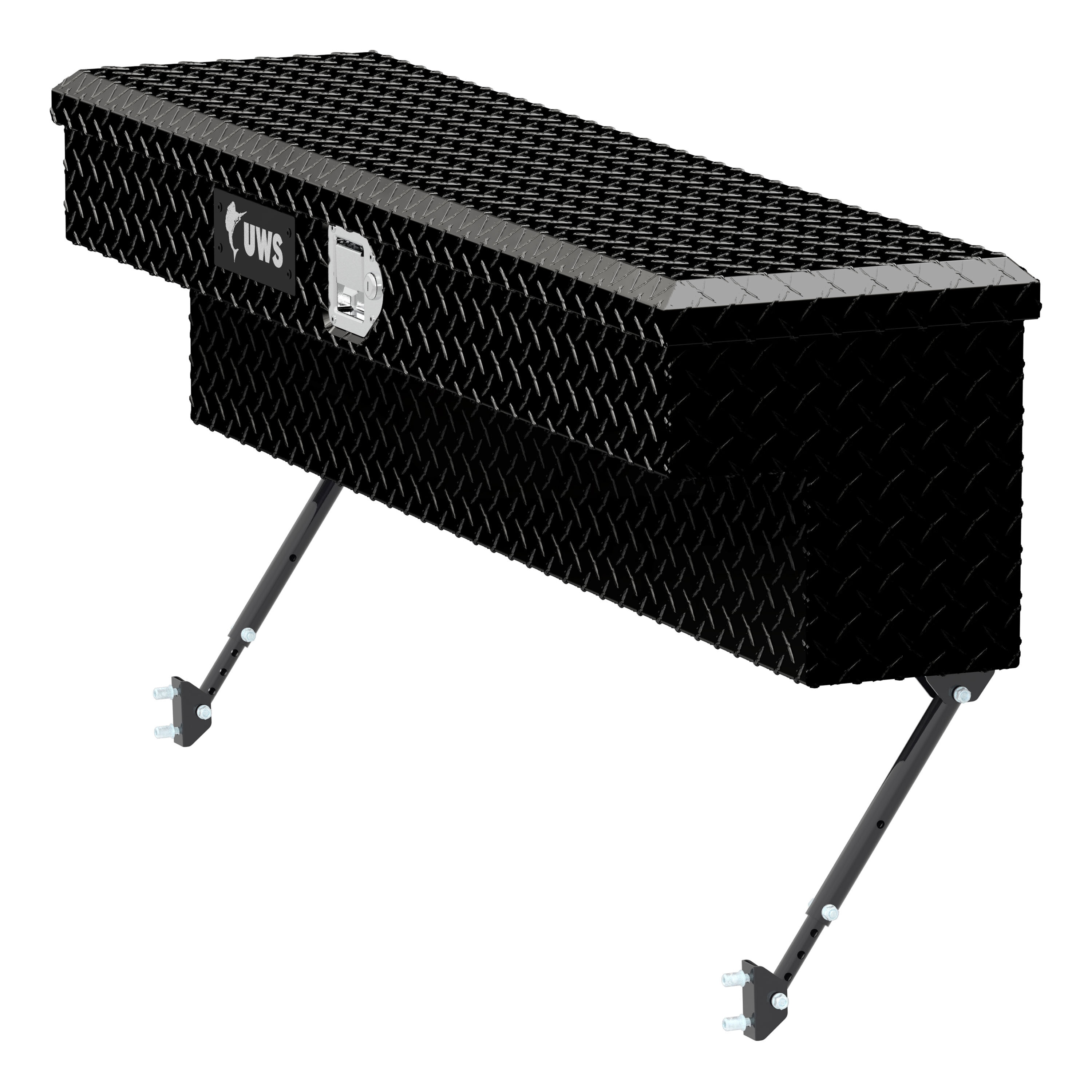 Caja de herramientas para camioneta UWS con montaje lateral en aluminio negro brillante de 48.000 pulgadas x 11.375 pulgadas x 11.000 pulgadas EC30102-MK2.